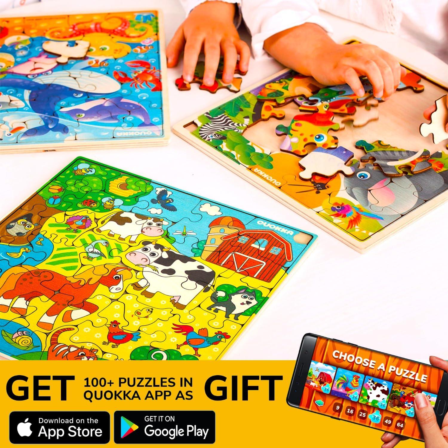 Rompecabezas de Madera QUOKKA para Niños 3 a 8 Años - 28 Piezas