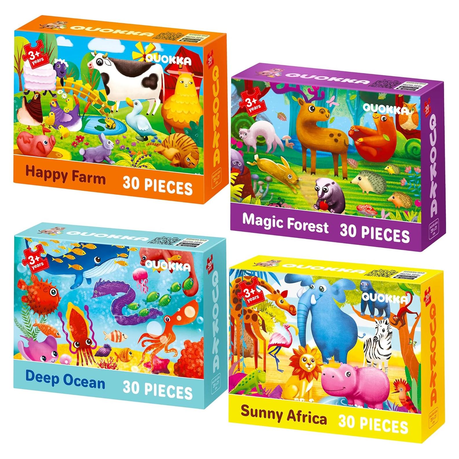 Puzzles Quokka para Niños 3-5 Años - 4 Puzzles de 30 Piezas