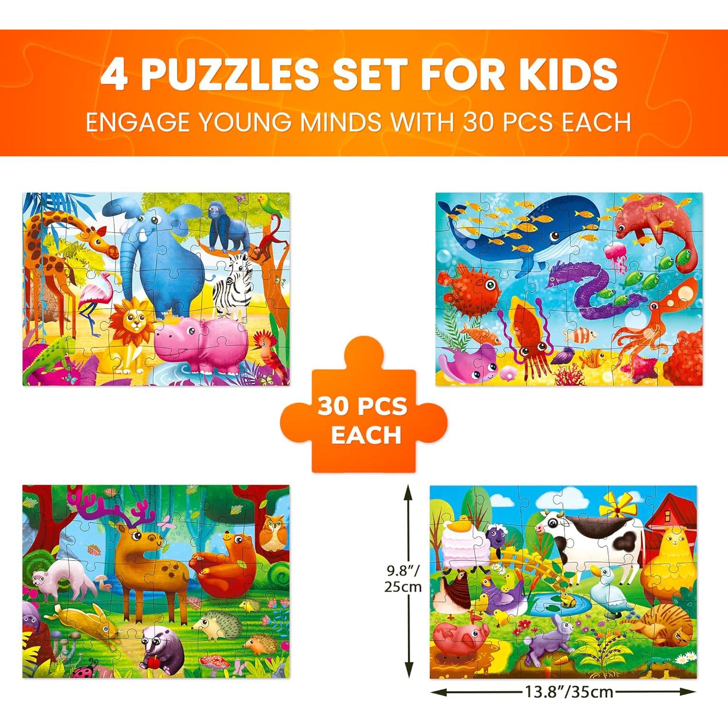 Puzzles Quokka para Niños 3-5 Años - 4 Puzzles de 30 Piezas