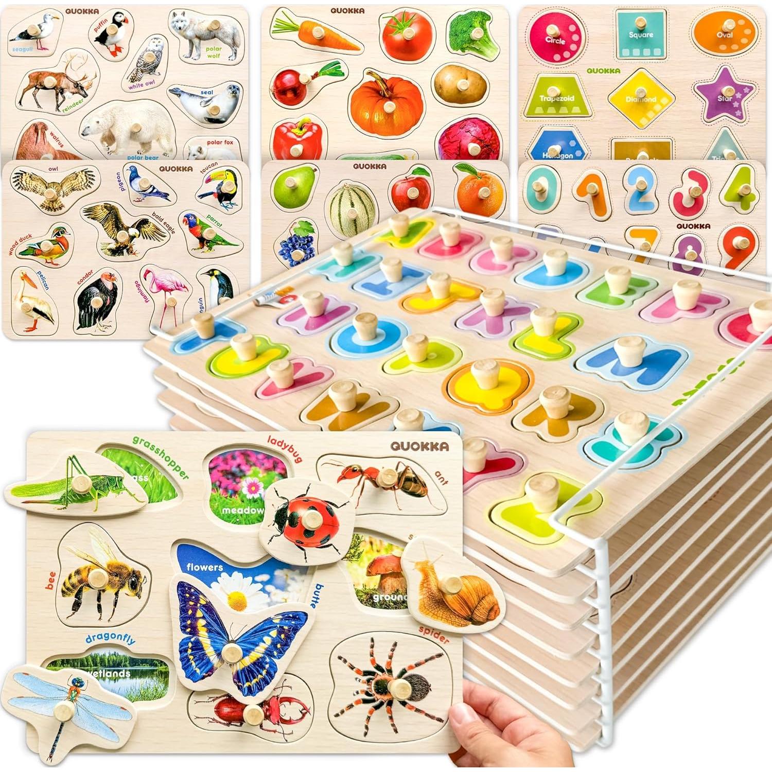 Juego de Rompecabezas Montessori QUOKKA 14 en 1 para Niños 3-5 Años