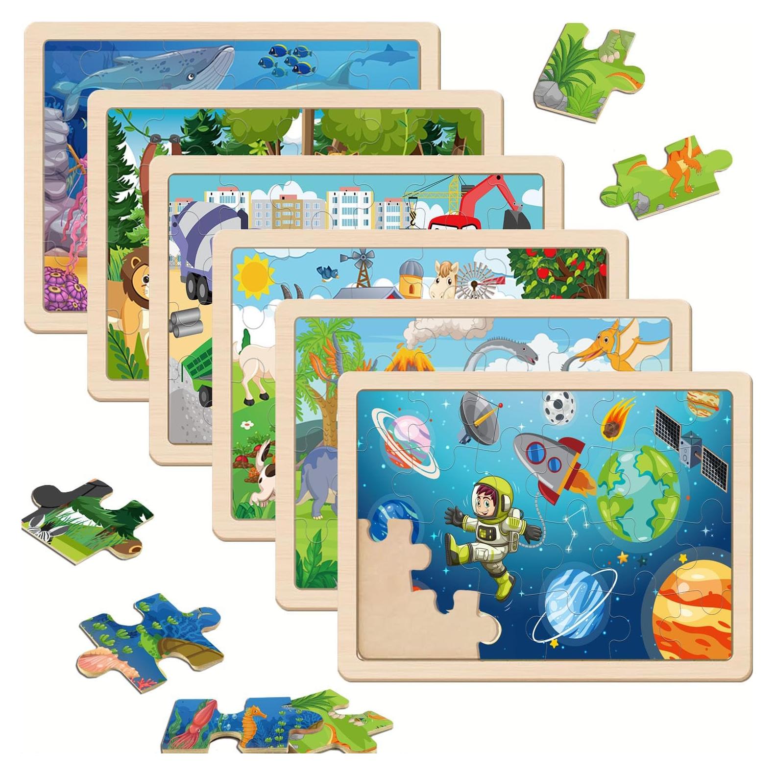 Rompecabezas de Madera Educativos VIJYYZT 6 Paquetes 24 Piezas