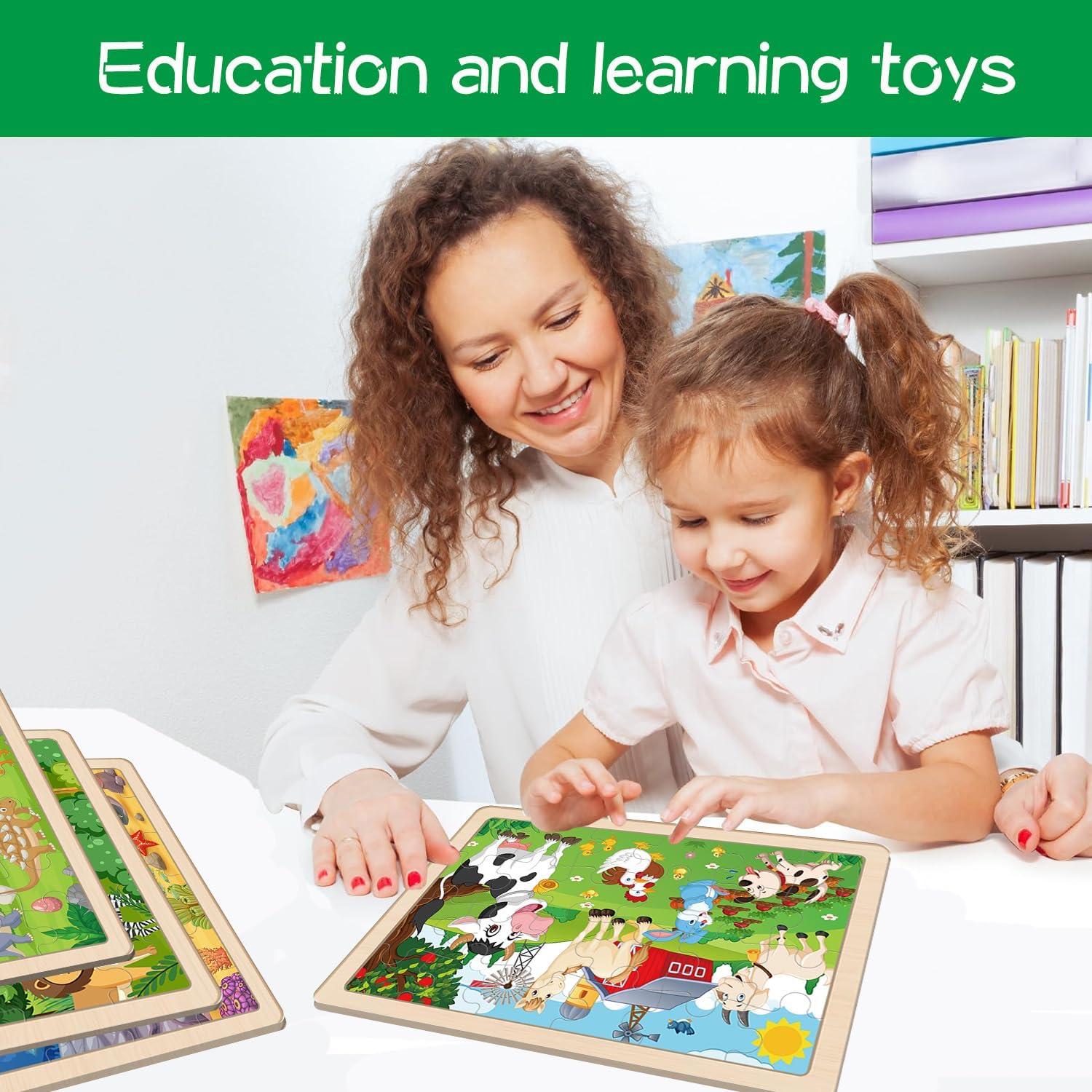 Rompecabezas de Madera Educativos VIJYYZT 6 Paquetes 24 Piezas