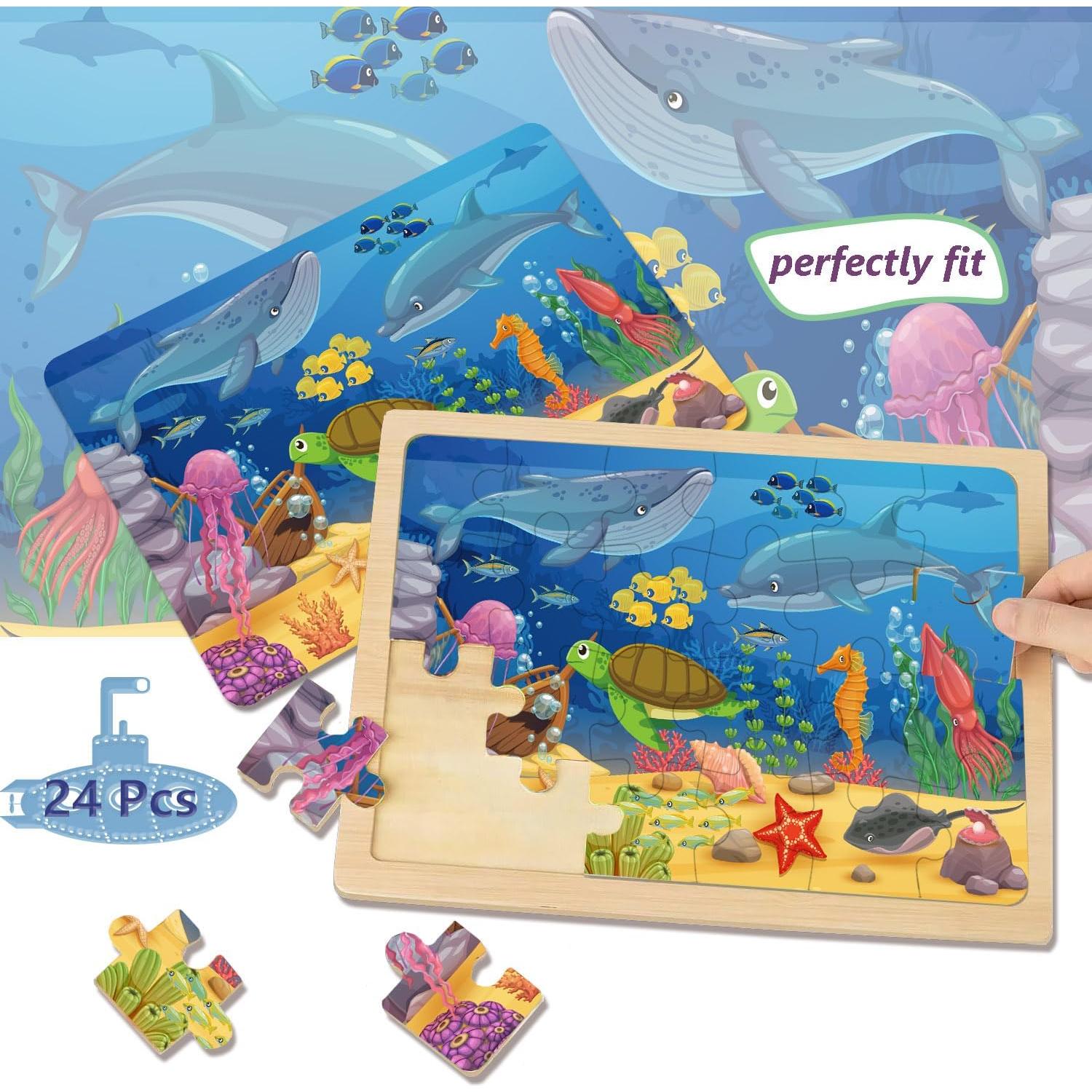 Rompecabezas de Madera Educativos VIJYYZT 6 Paquetes 24 Piezas