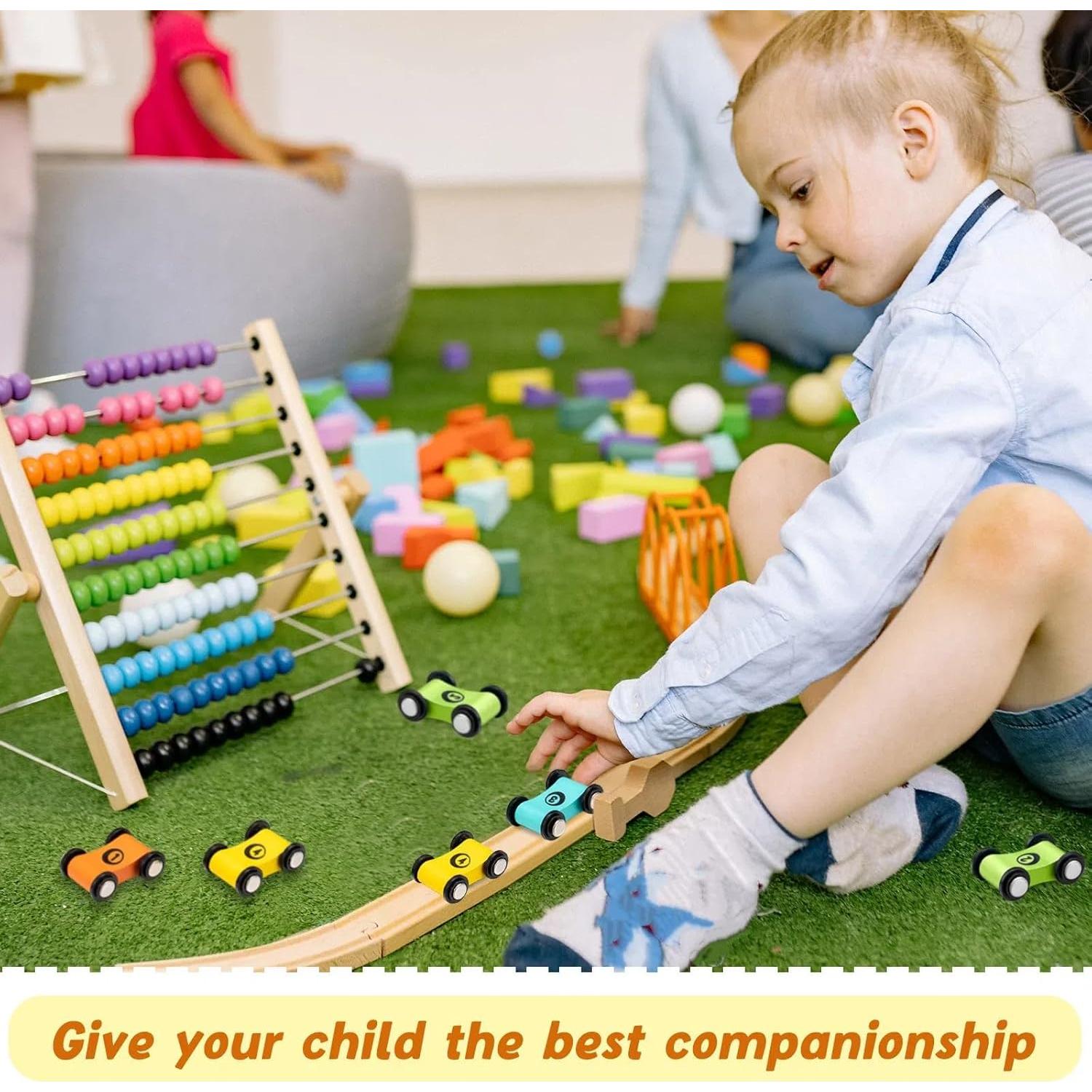 Juego de Carreras Mini Carros de Madera Sotiff - 8 Piezas