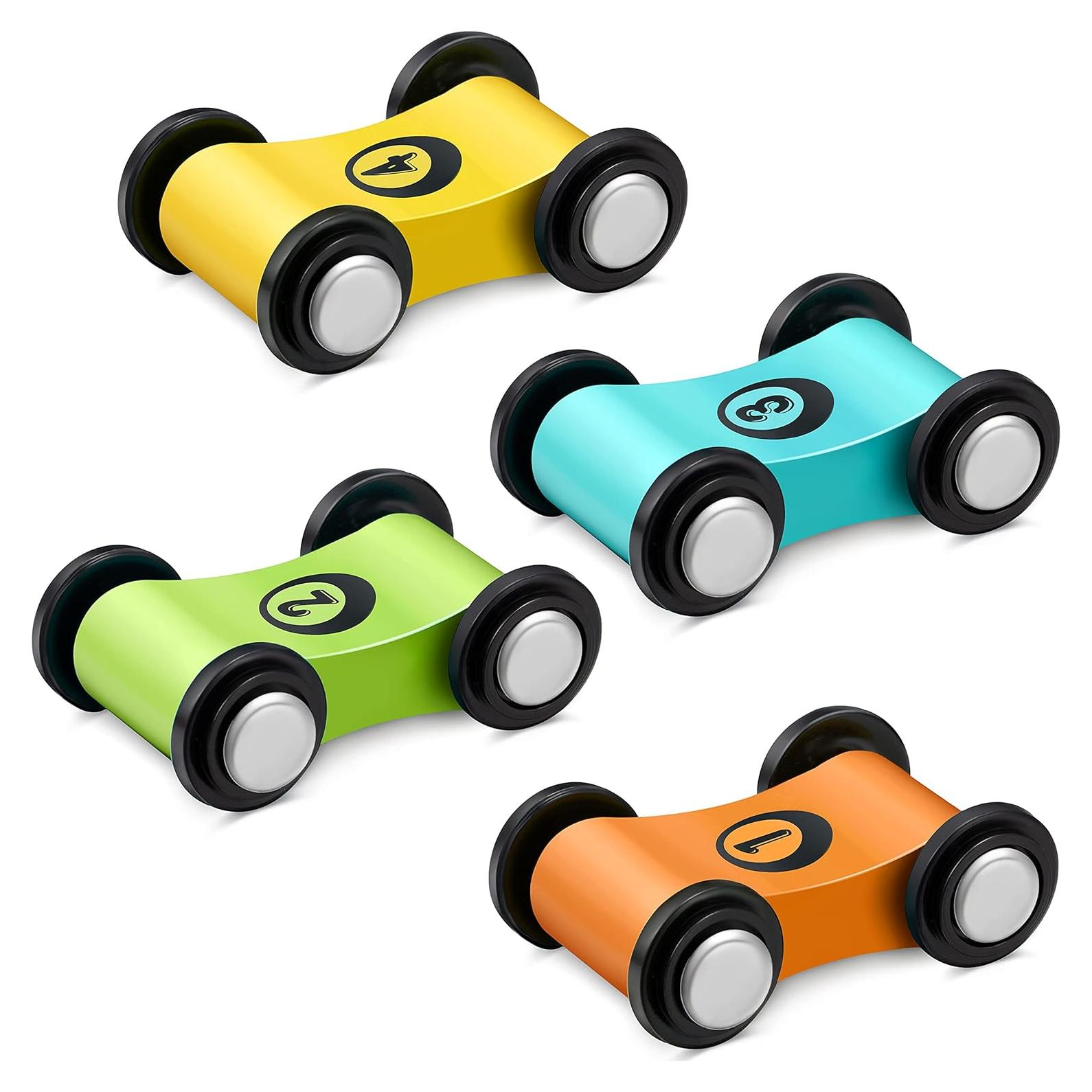 Juguetes de Pista de Carreras de Madera Zhanmai - 4 Mini Coches