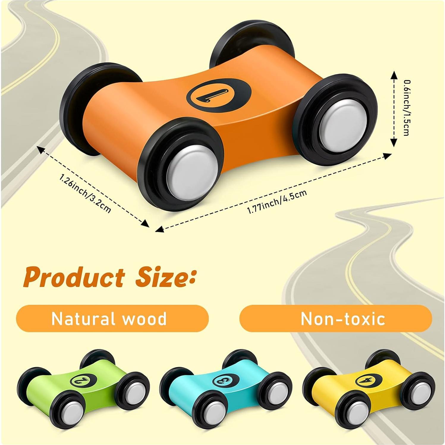 Juguetes de Pista de Carreras de Madera Zhanmai - 4 Mini Coches