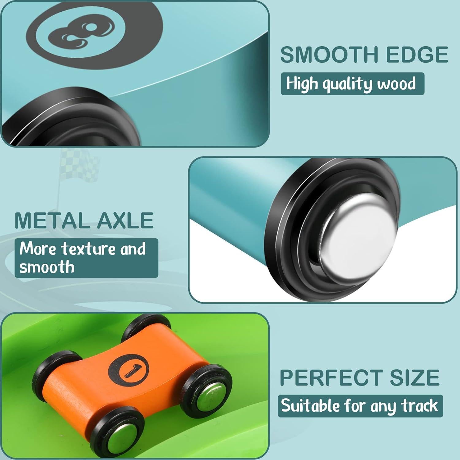 Mini Coches de Madera Chivao 12 Piezas para Pista de Carreras