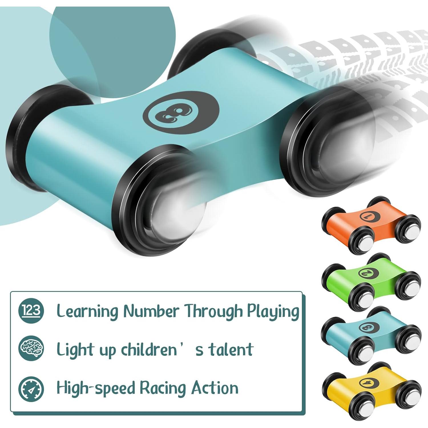 Mini Coches de Madera Chivao 12 Piezas para Pista de Carreras