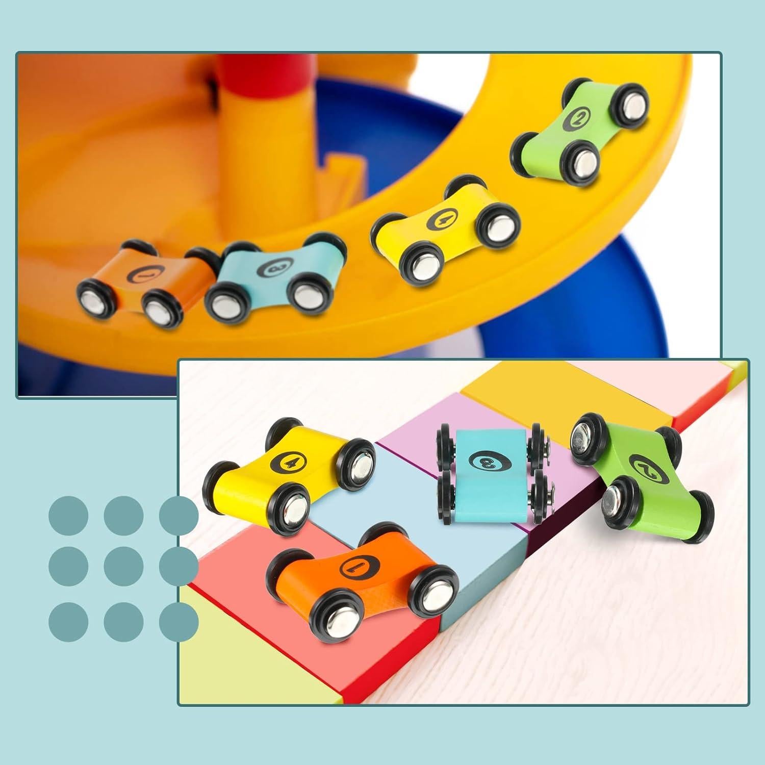 Mini Coches de Madera Chivao 12 Piezas para Pista de Carreras