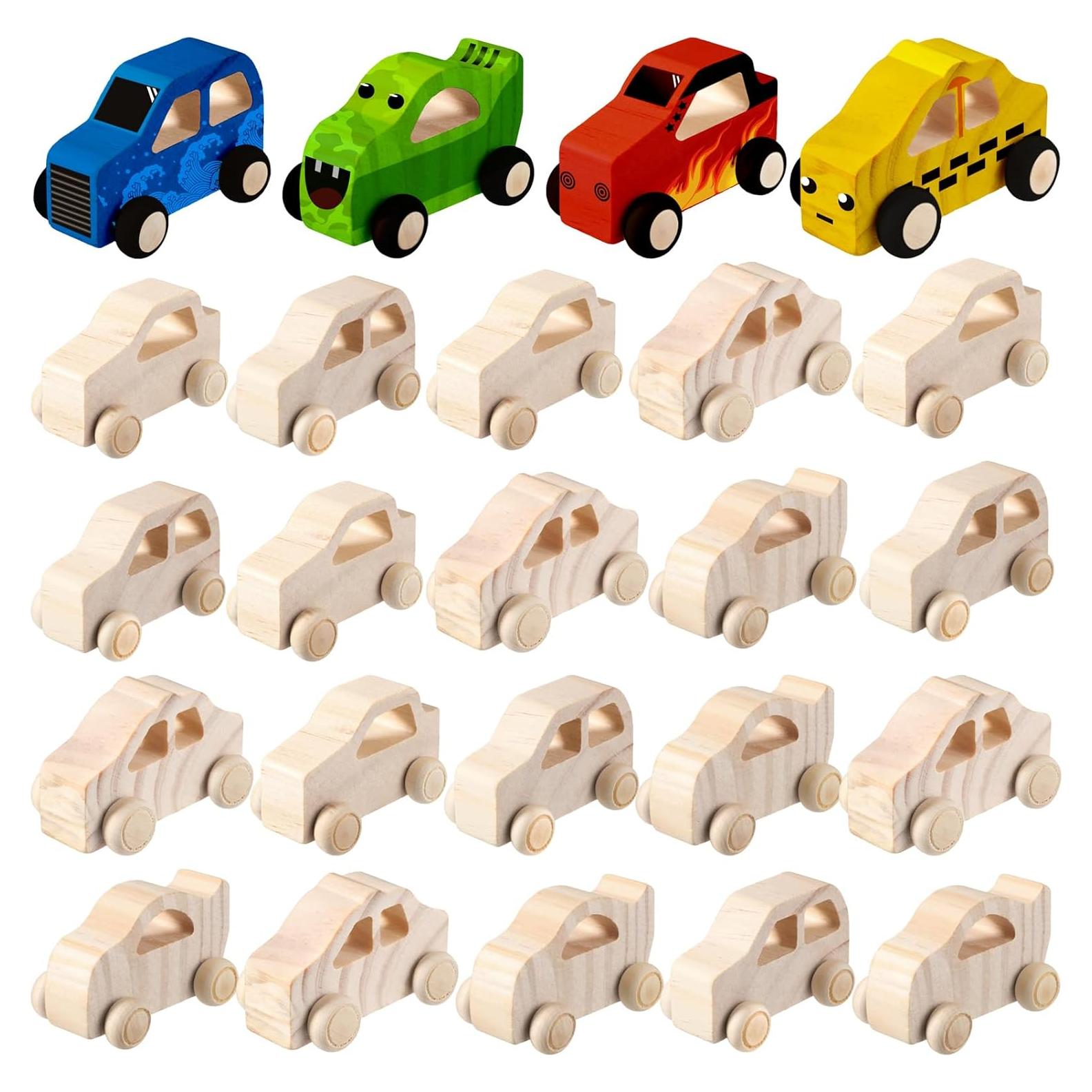 Kits de Coches de Madera DIY Chivao 24 Piezas Pintables