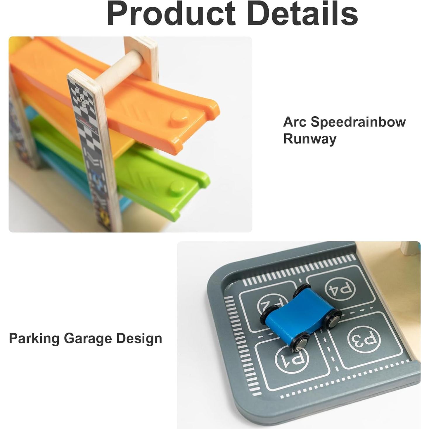 Juego de Carreras de Rampas de Madera WOOD CITY con 4 Coches