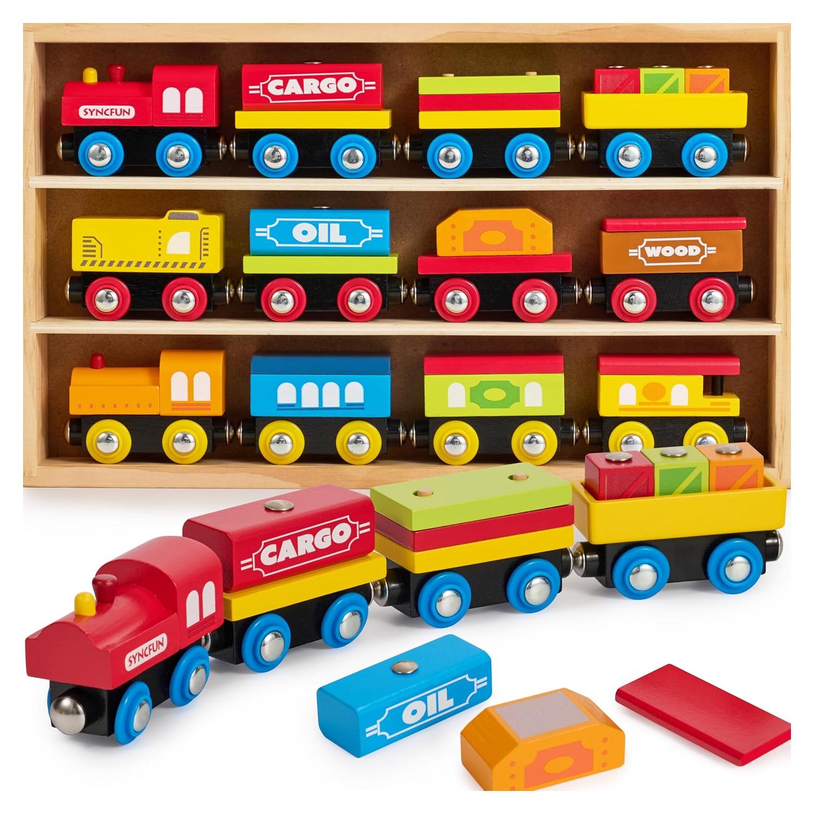 Juego de Tren de Madera Joyin 12 Piezas Magnético Educativo