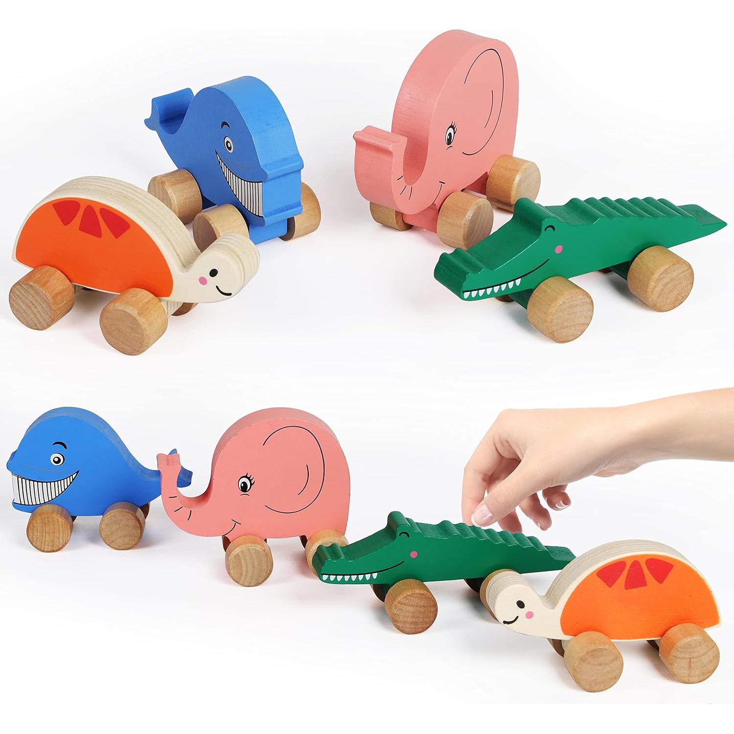 Coches de Madera TOWO con Animales - Juguete Educativo 1-2 Años