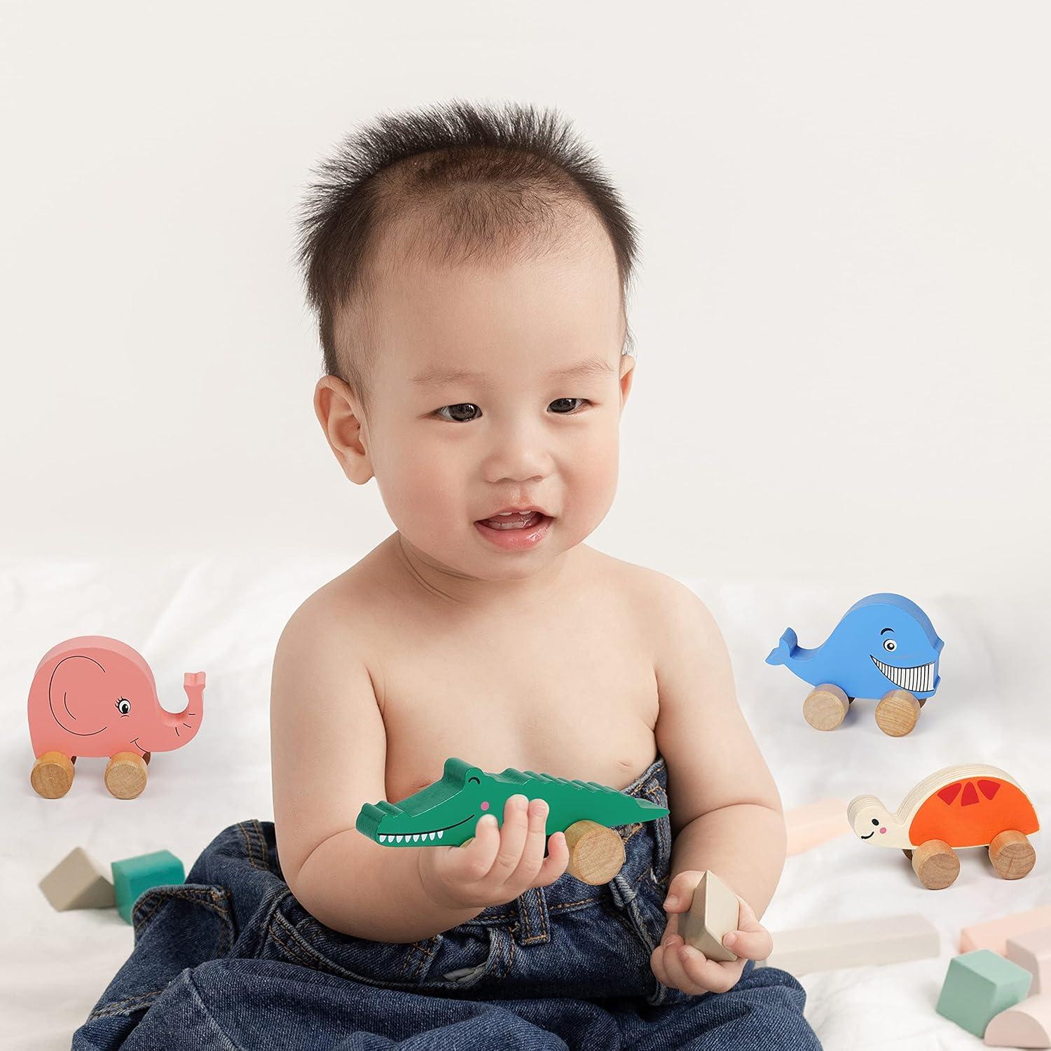 Coches de Madera TOWO con Animales - Juguete Educativo 1-2 Años