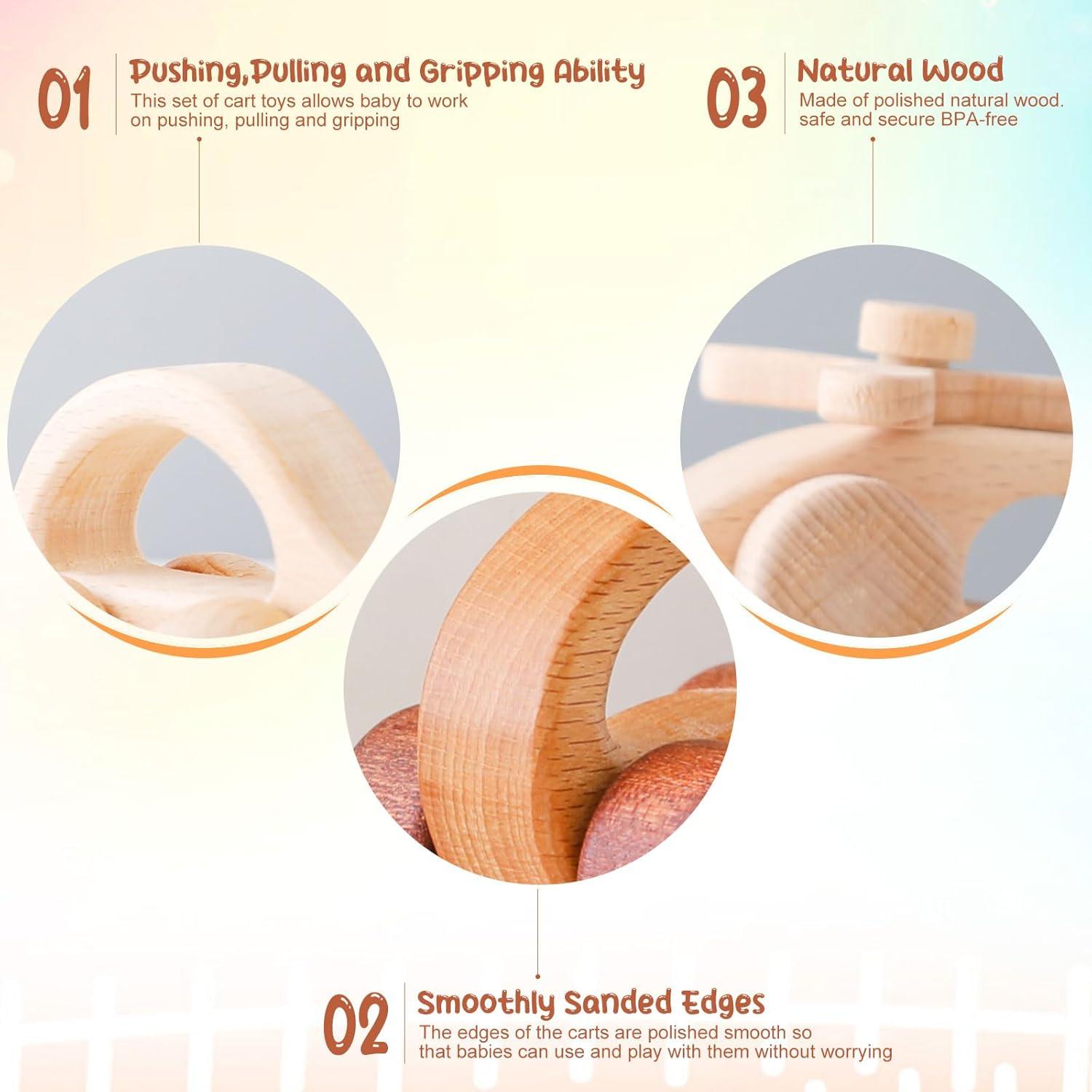 Juguetes de Madera Montessori para Bebés - Coches y Aviones 2 Piezas