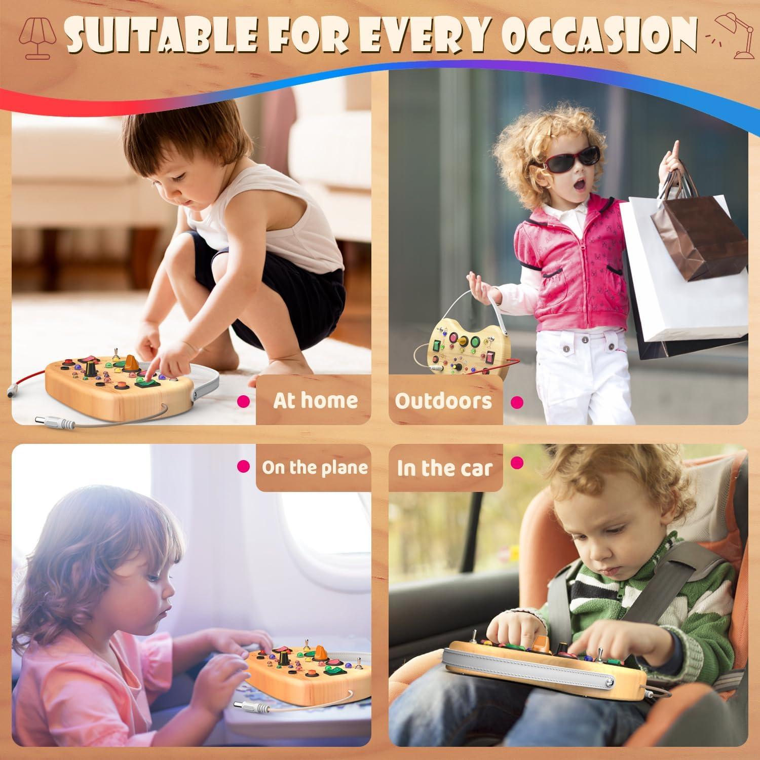 Tablero Ocupado Montessori UdoUto de Madera con Luz LED