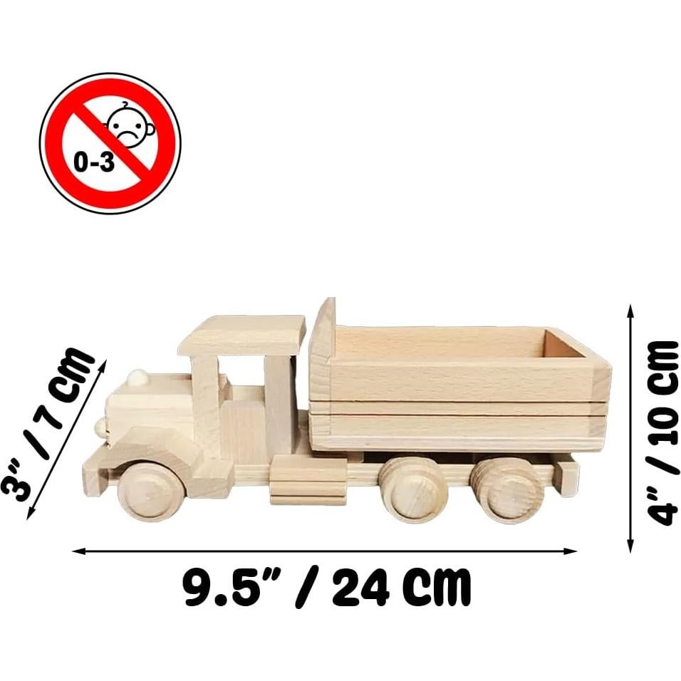 Camión Retro de Madera VESPLO - Juguete Educativo 22.86x8.89x10.16cm