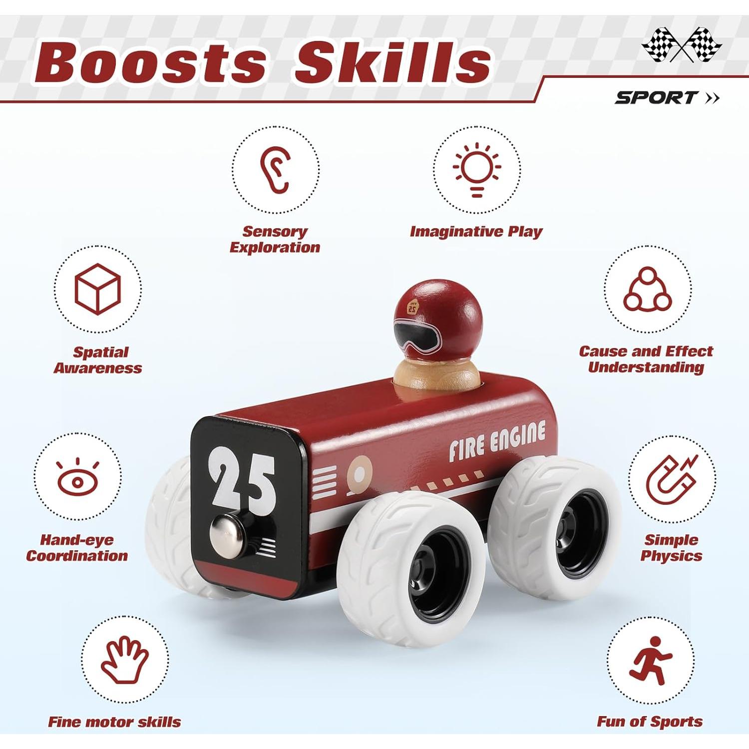 Camión de Bomberos de Madera ButToyBroz Retro 13.5x9x9cm