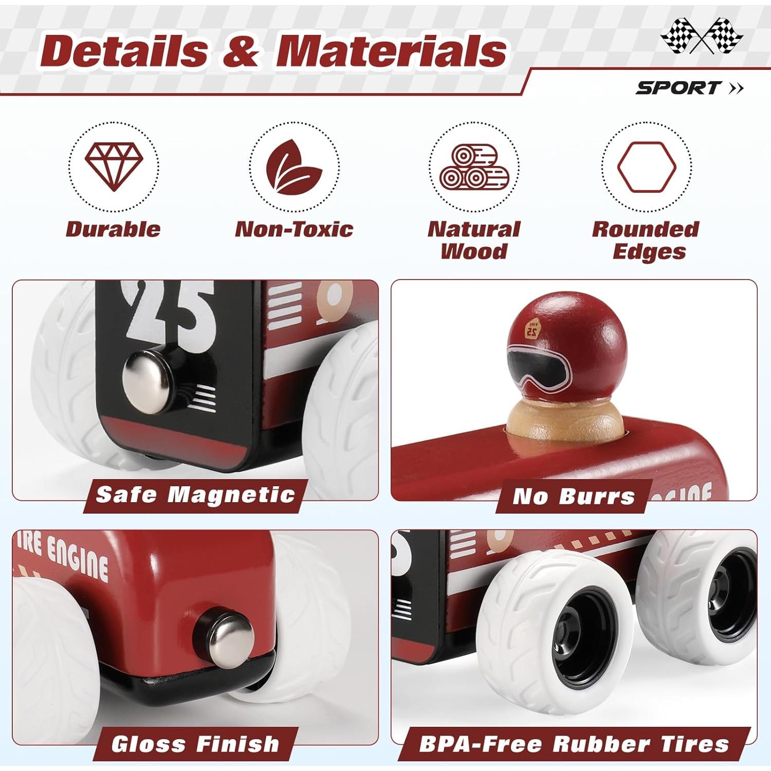 Camión de Bomberos de Madera ButToyBroz Retro 13.5x9x9cm