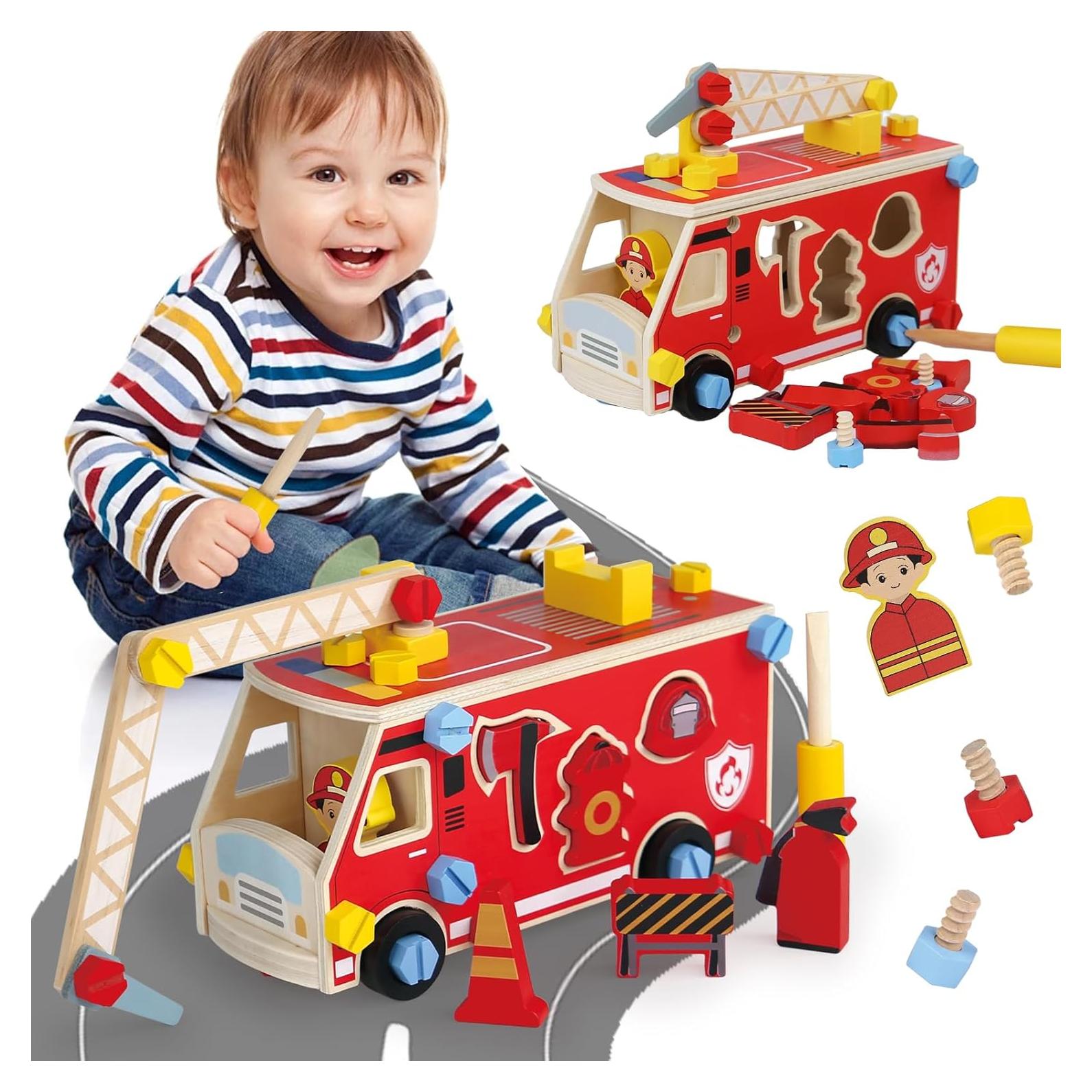 Juguete de Camión de Bomberos LOVELAND - Madera Desmontable STEM