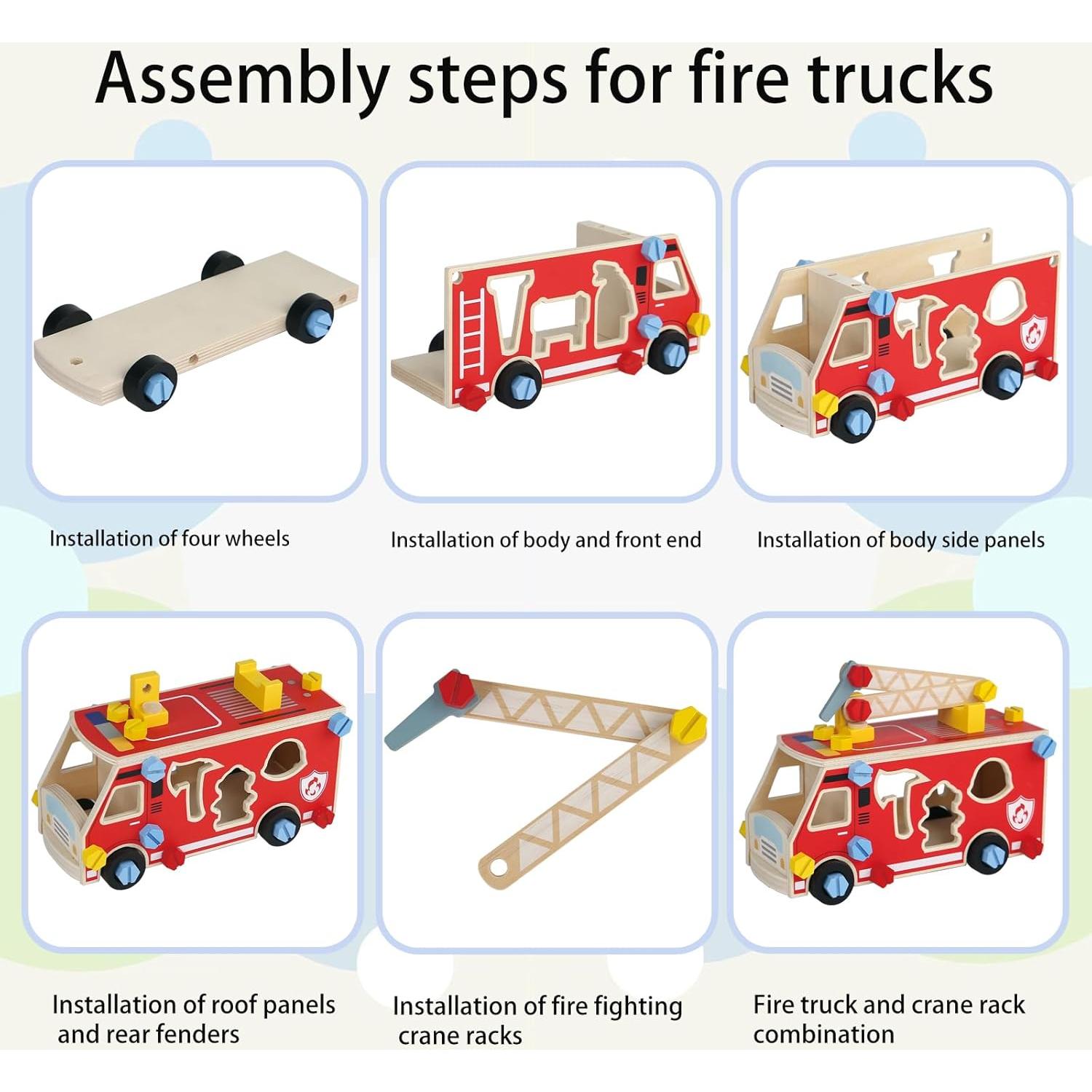 Juguete de Camión de Bomberos LOVELAND - Madera Desmontable STEM