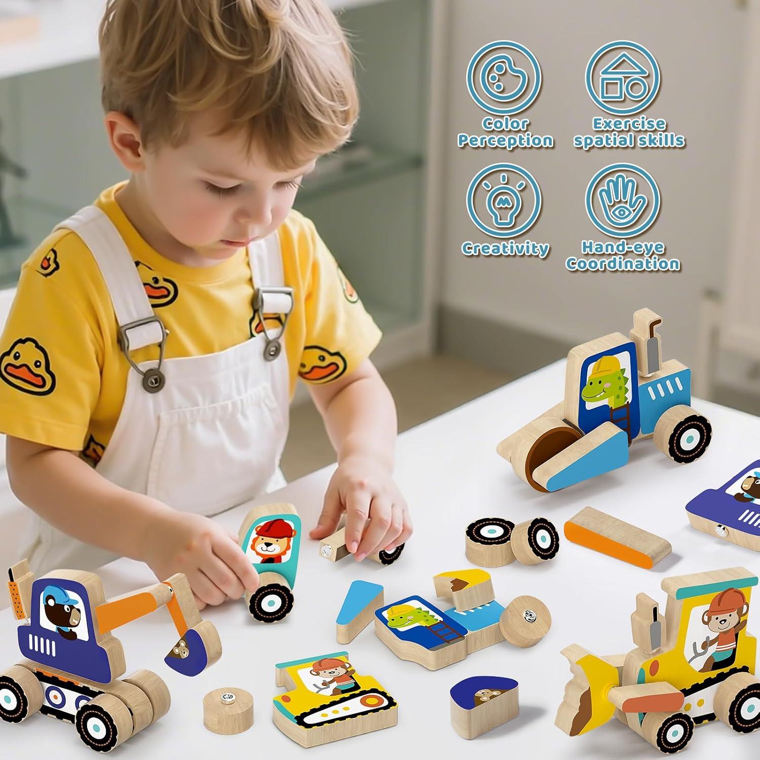 Juguete de Construcción Montessori Lehoo - Camión Desarmable 25x18 cm