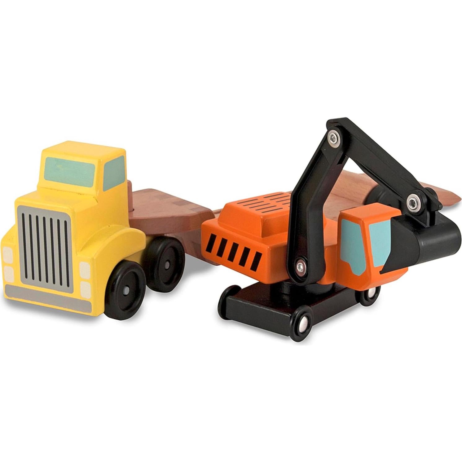 Conjunto de Vehículos de Madera Melissa & Doug - Camión y Excavadora