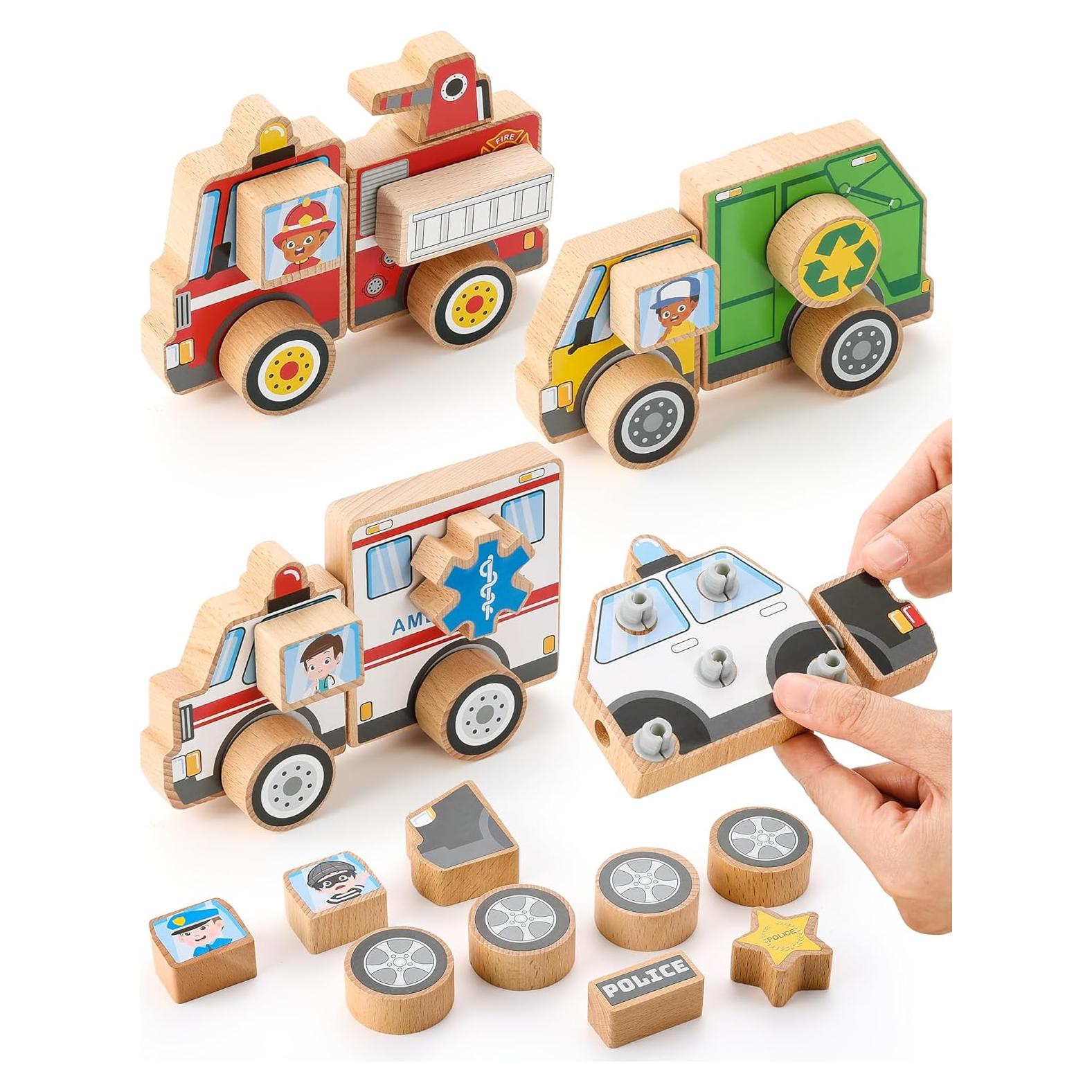 Juguetes de Madera Vehículos de Emergencia SainSmart Jr. 4 en 1