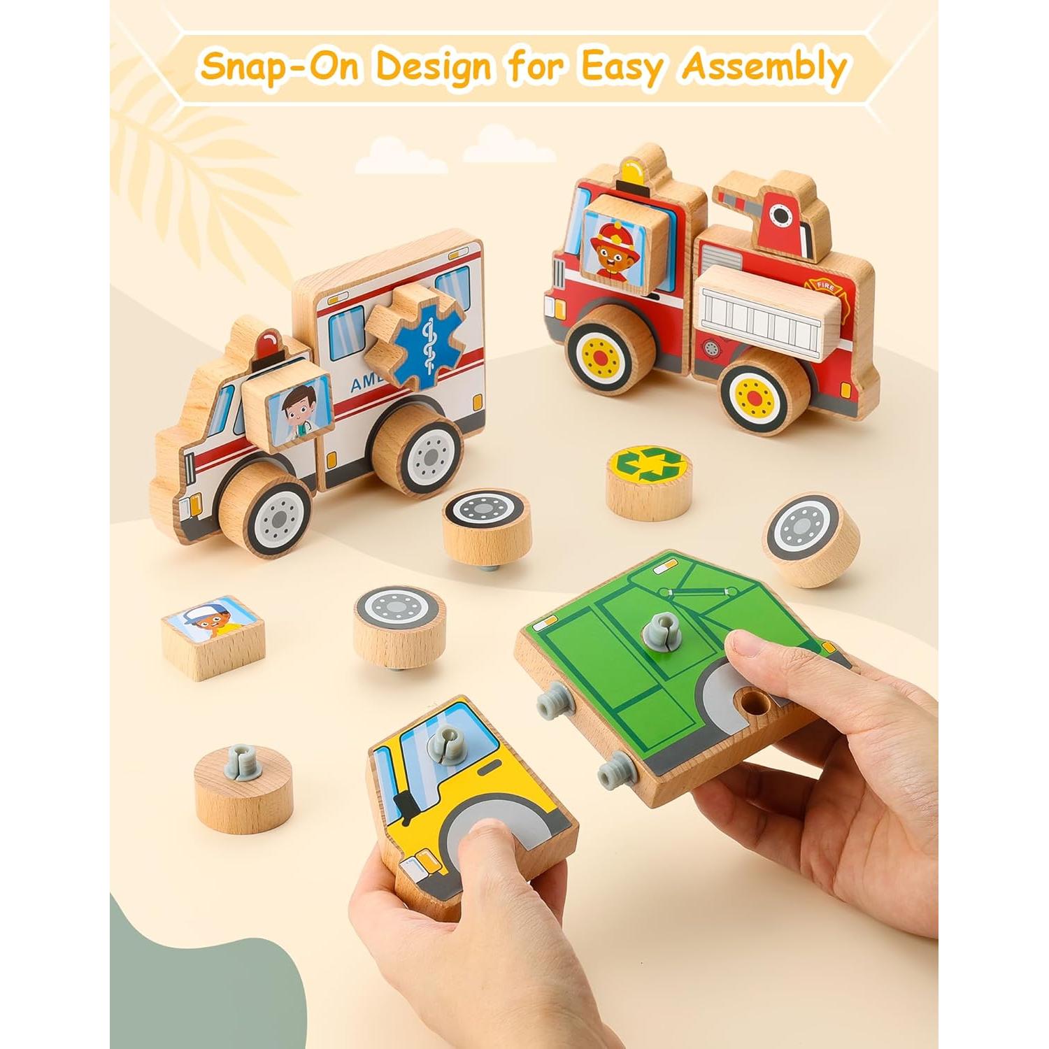Juguetes de Madera Vehículos de Emergencia SainSmart Jr. 4 en 1