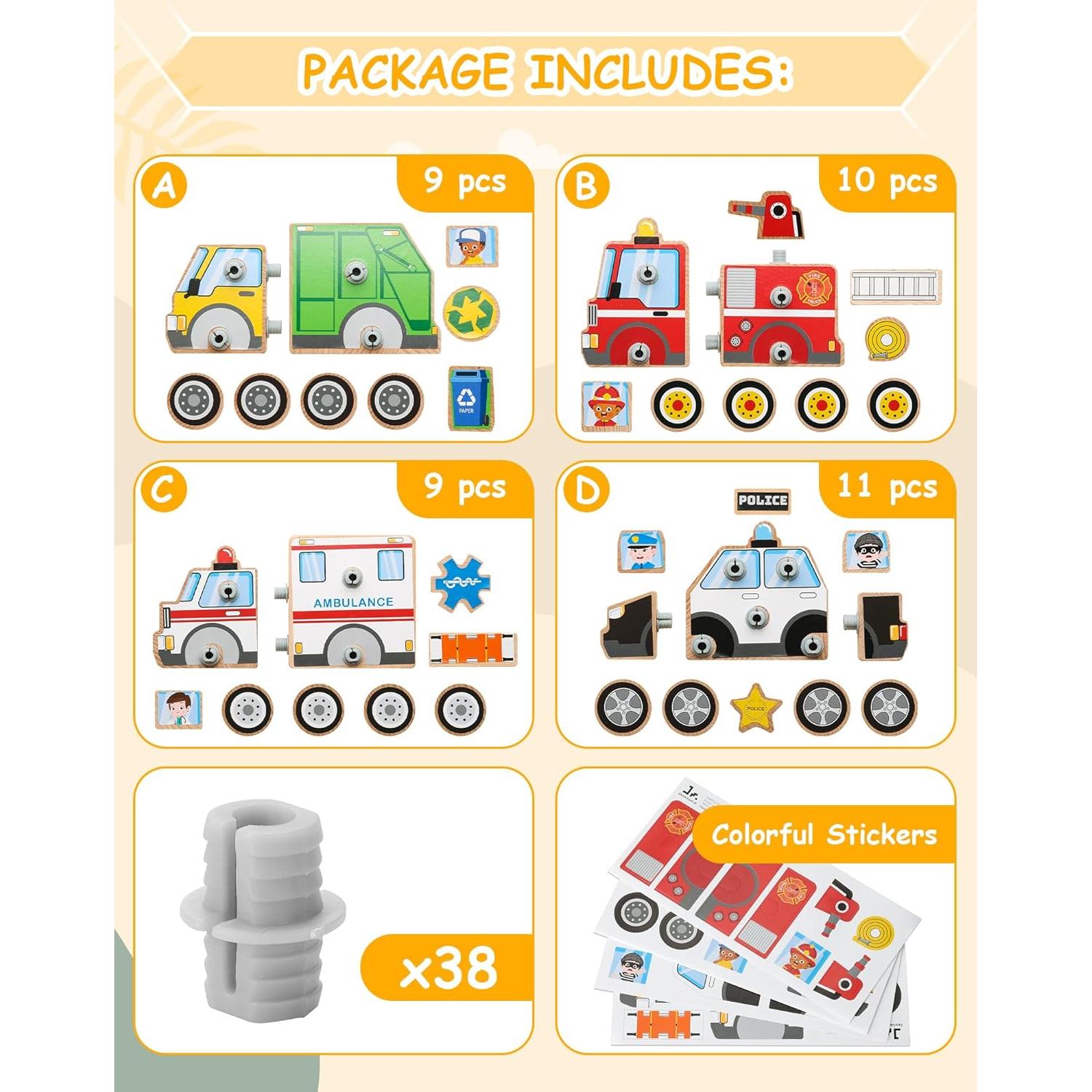 Juguetes de Madera Vehículos de Emergencia SainSmart Jr. 4 en 1