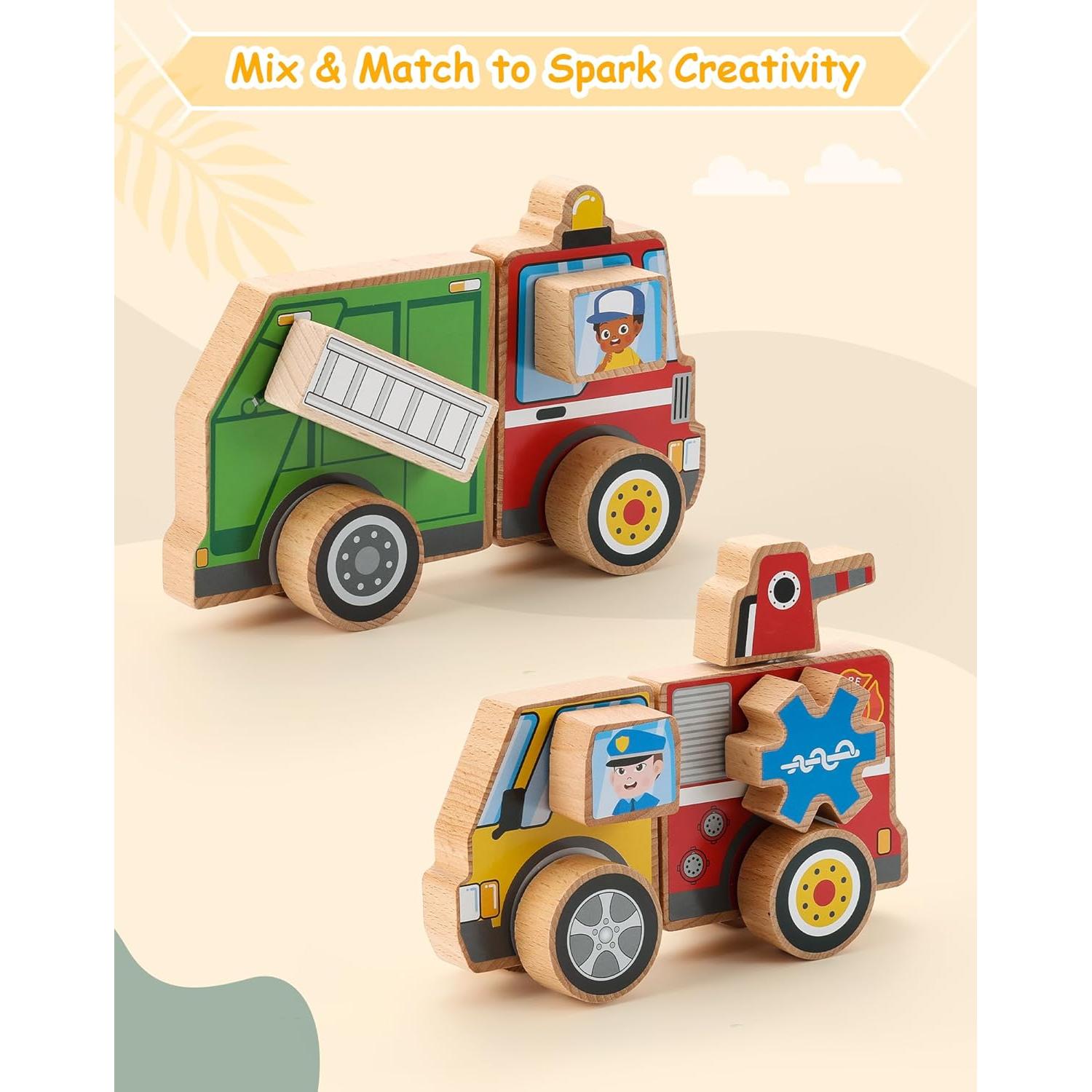 Juguetes de Madera Vehículos de Emergencia SainSmart Jr. 4 en 1