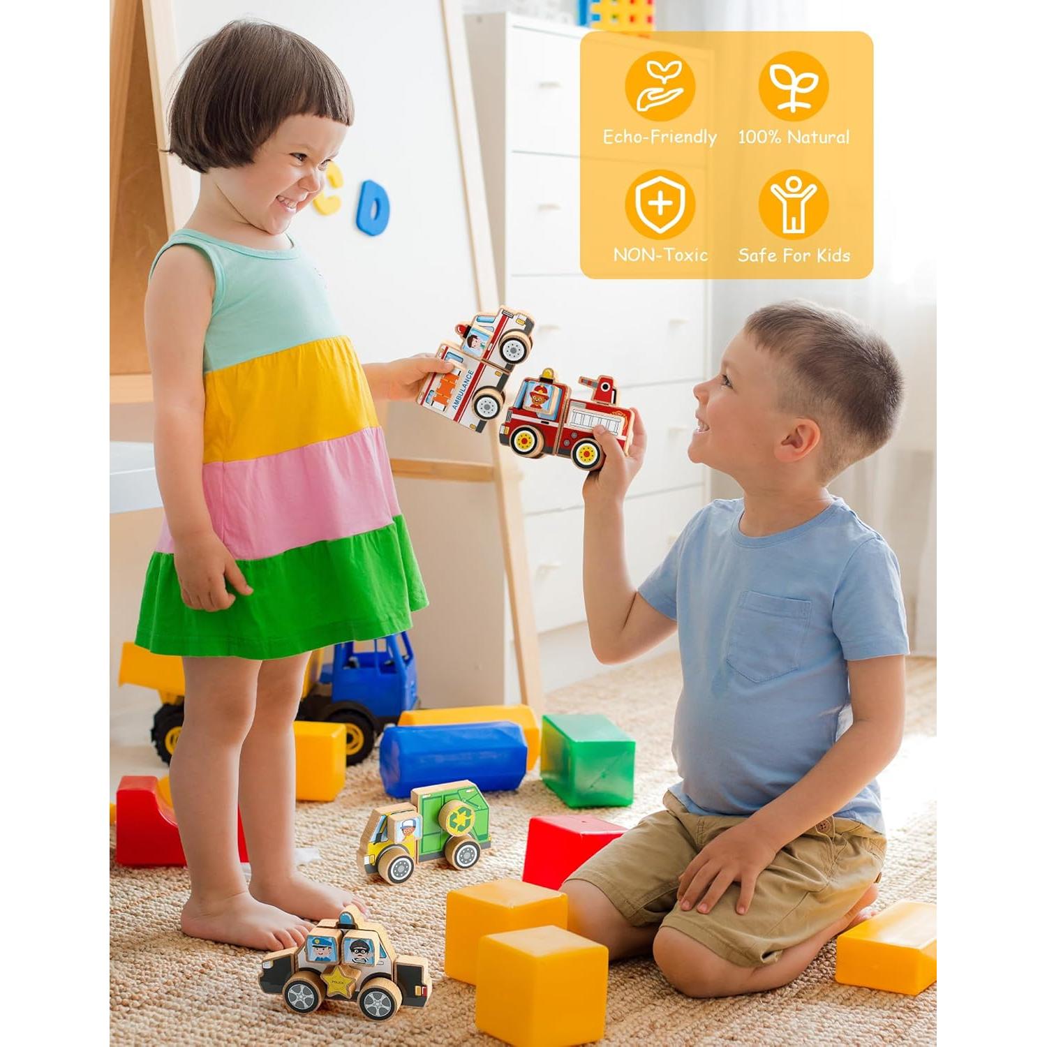 Juguetes de Madera Vehículos de Emergencia SainSmart Jr. 4 en 1