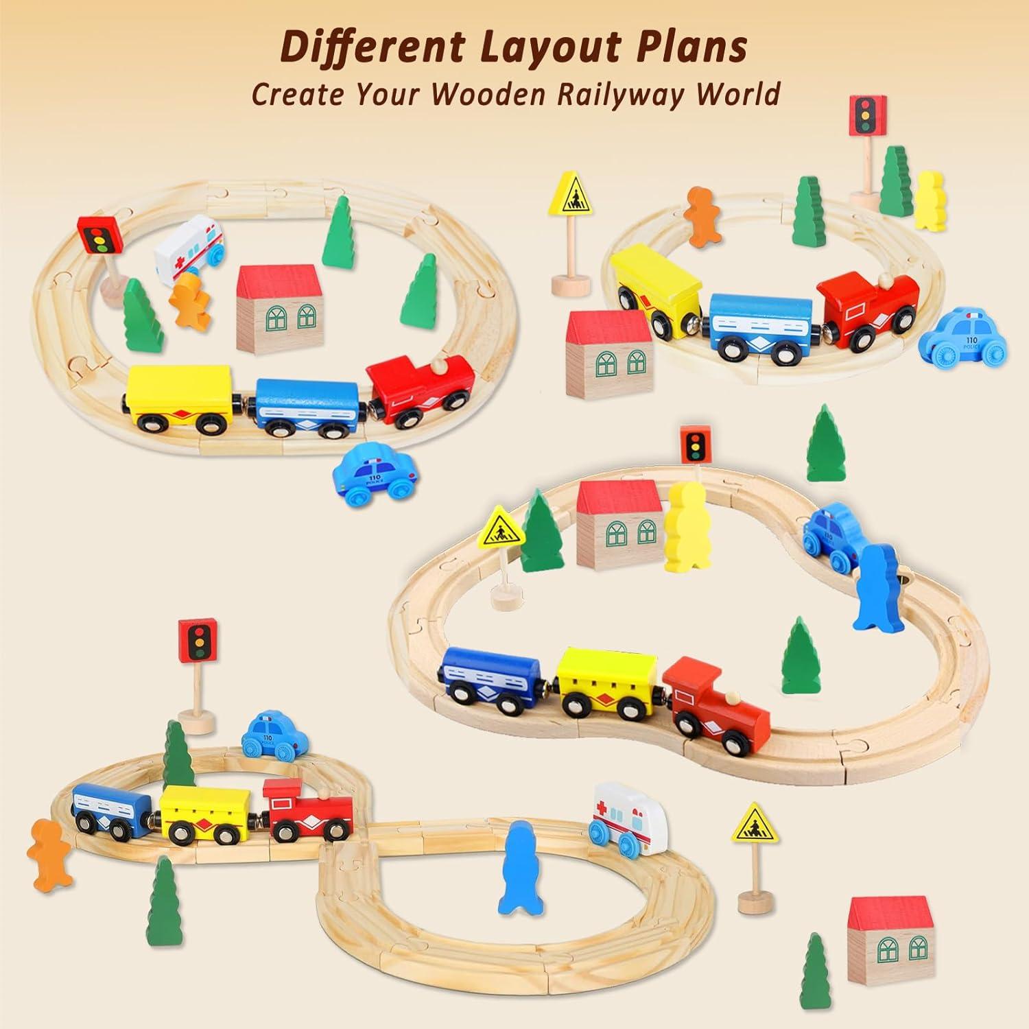 Juego de Tren de Madera HOLA PUZZLE 33 Piezas para Niños 3-6 Años