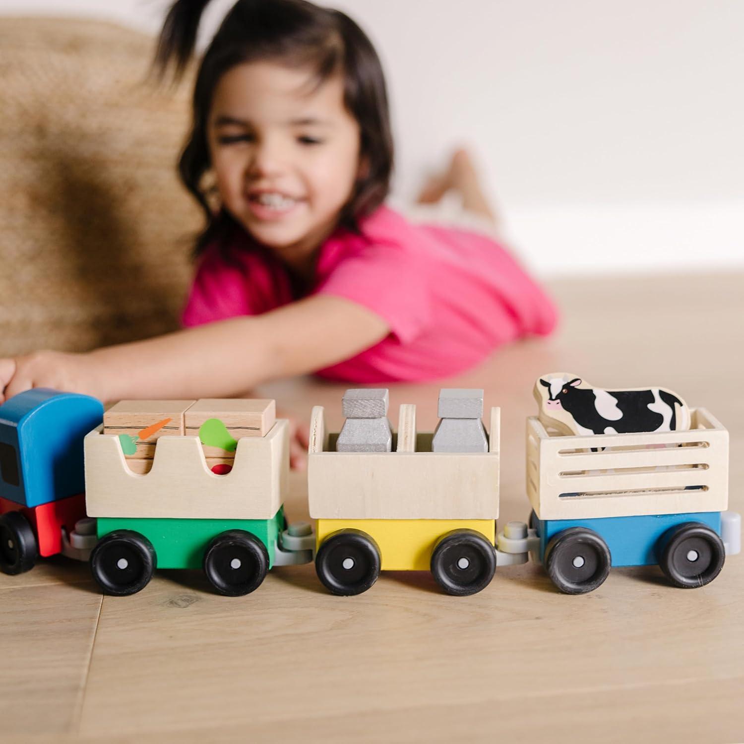 Juego de Tren de Madera Melissa & Doug - 3 Coches Intercambiables