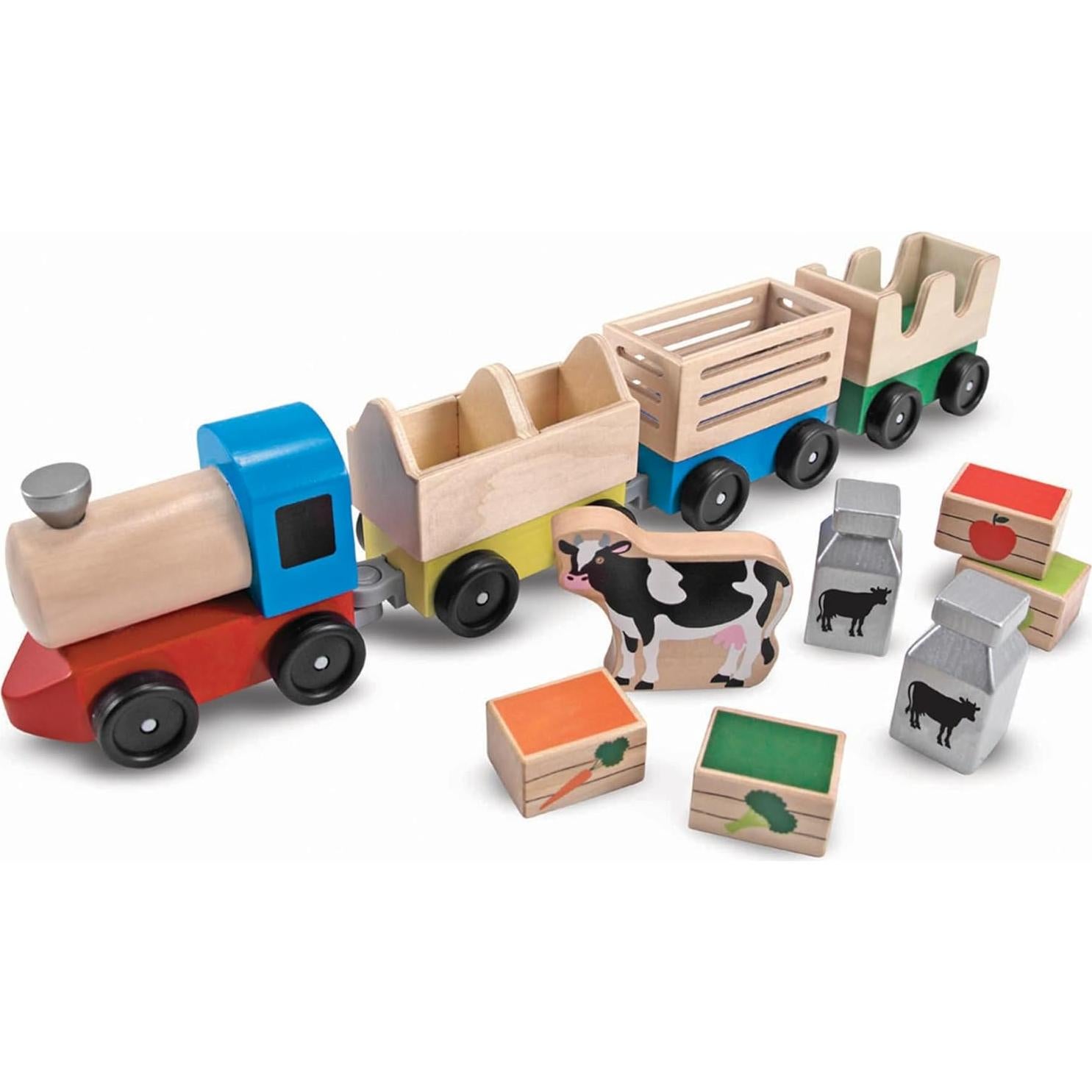 Juego de Tren de Madera Melissa & Doug - 3 Coches Intercambiables