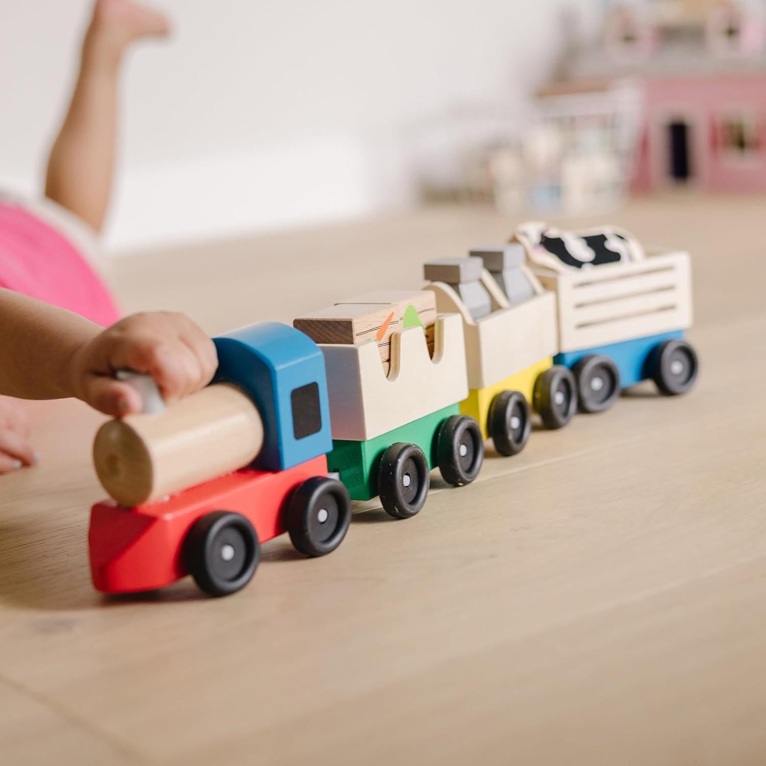 Juego de Tren de Madera Melissa & Doug - 3 Coches Intercambiables