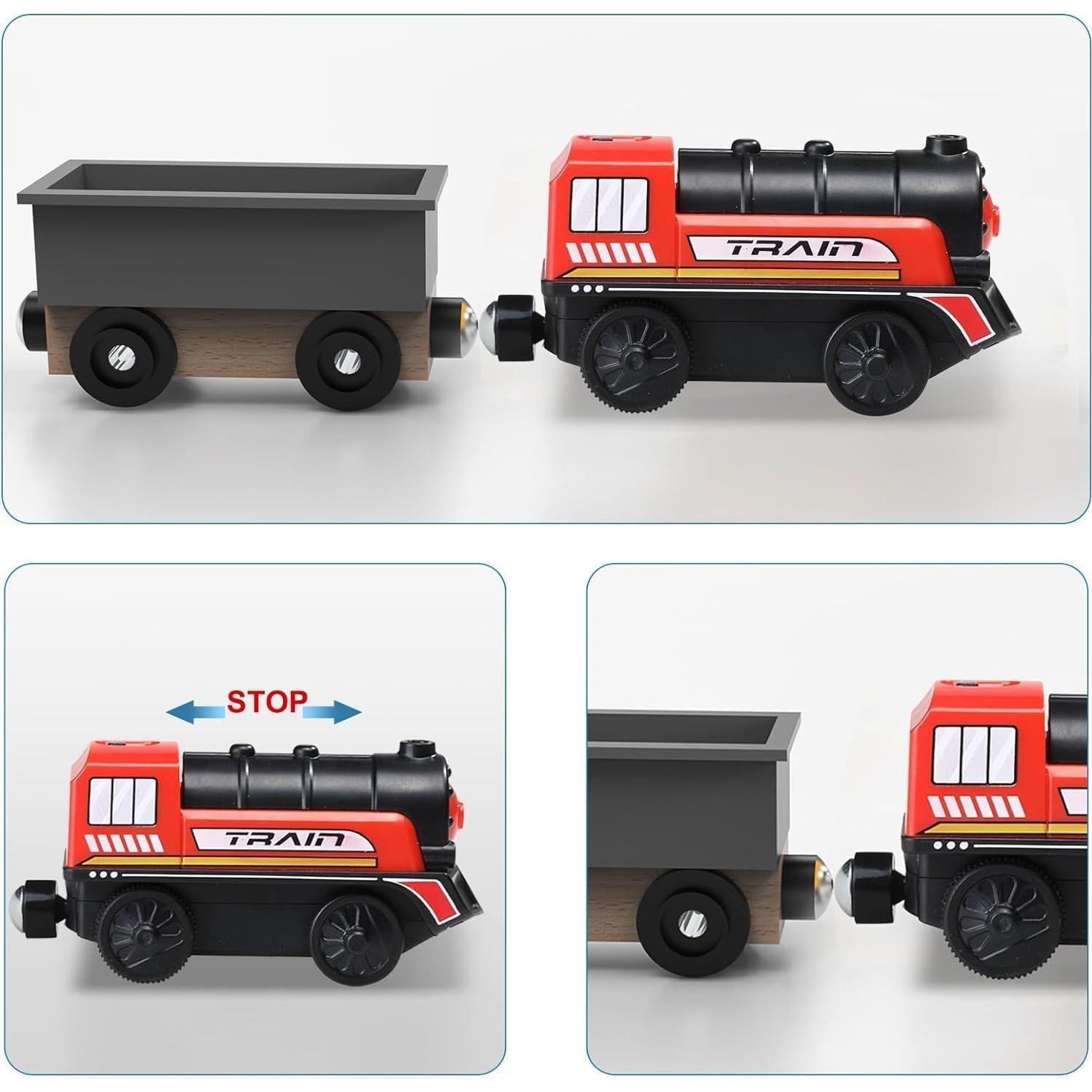 Conjunto de tren de madera con grúa torre Giant Bean 72 PCS