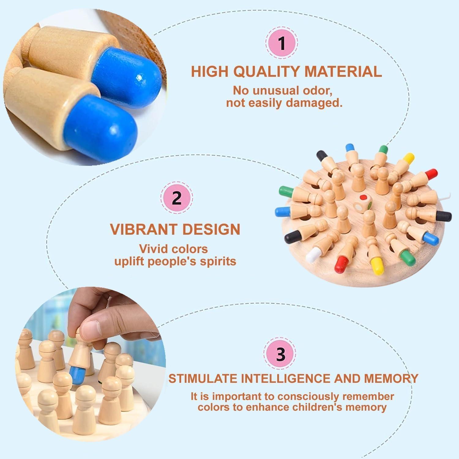 Juego de Ajedrez de Memoria de Madera QuizicalQubes 24 Piezas