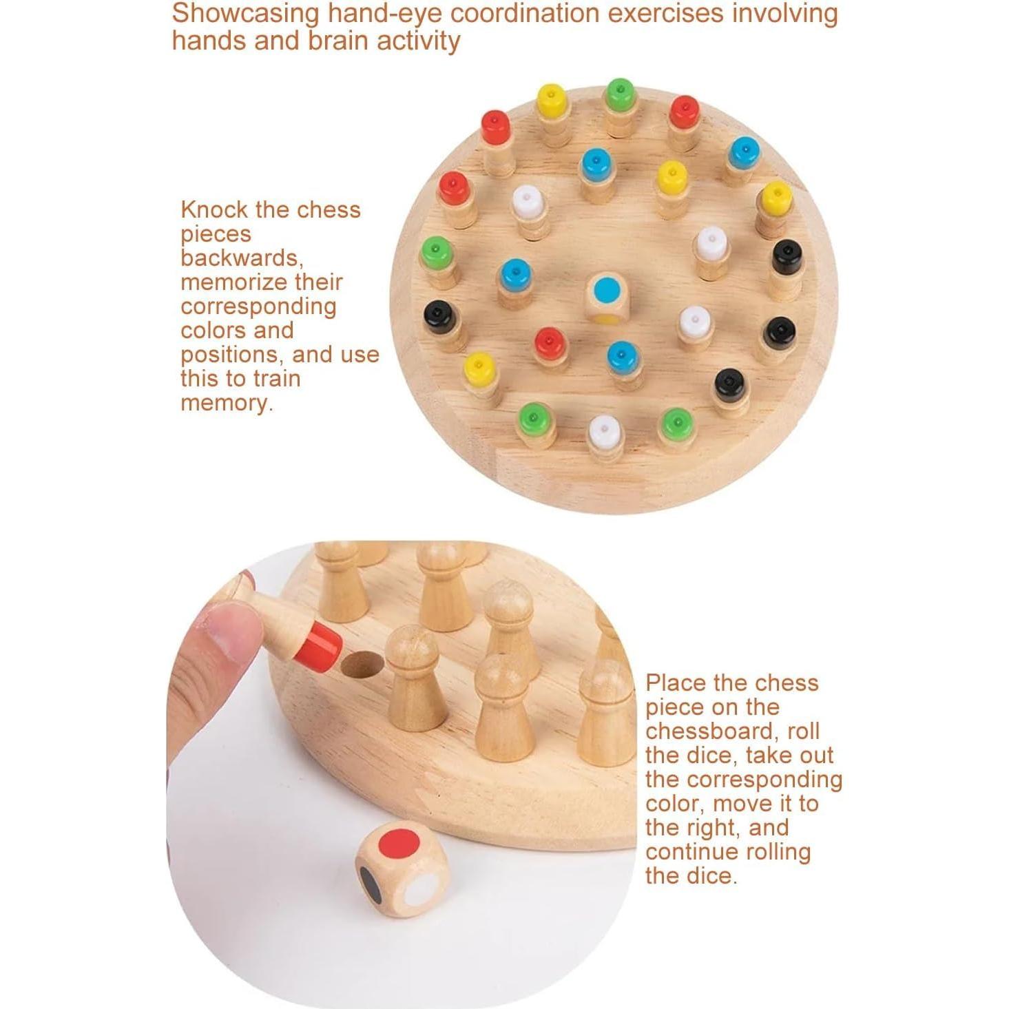 Juego de Ajedrez de Memoria de Madera QuizicalQubes 24 Piezas