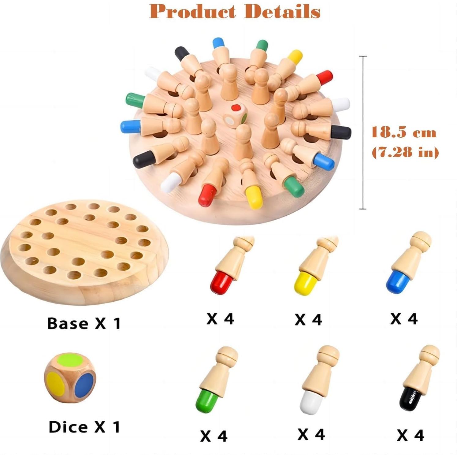 Juego de Ajedrez de Memoria de Madera QuizicalQubes 24 Piezas