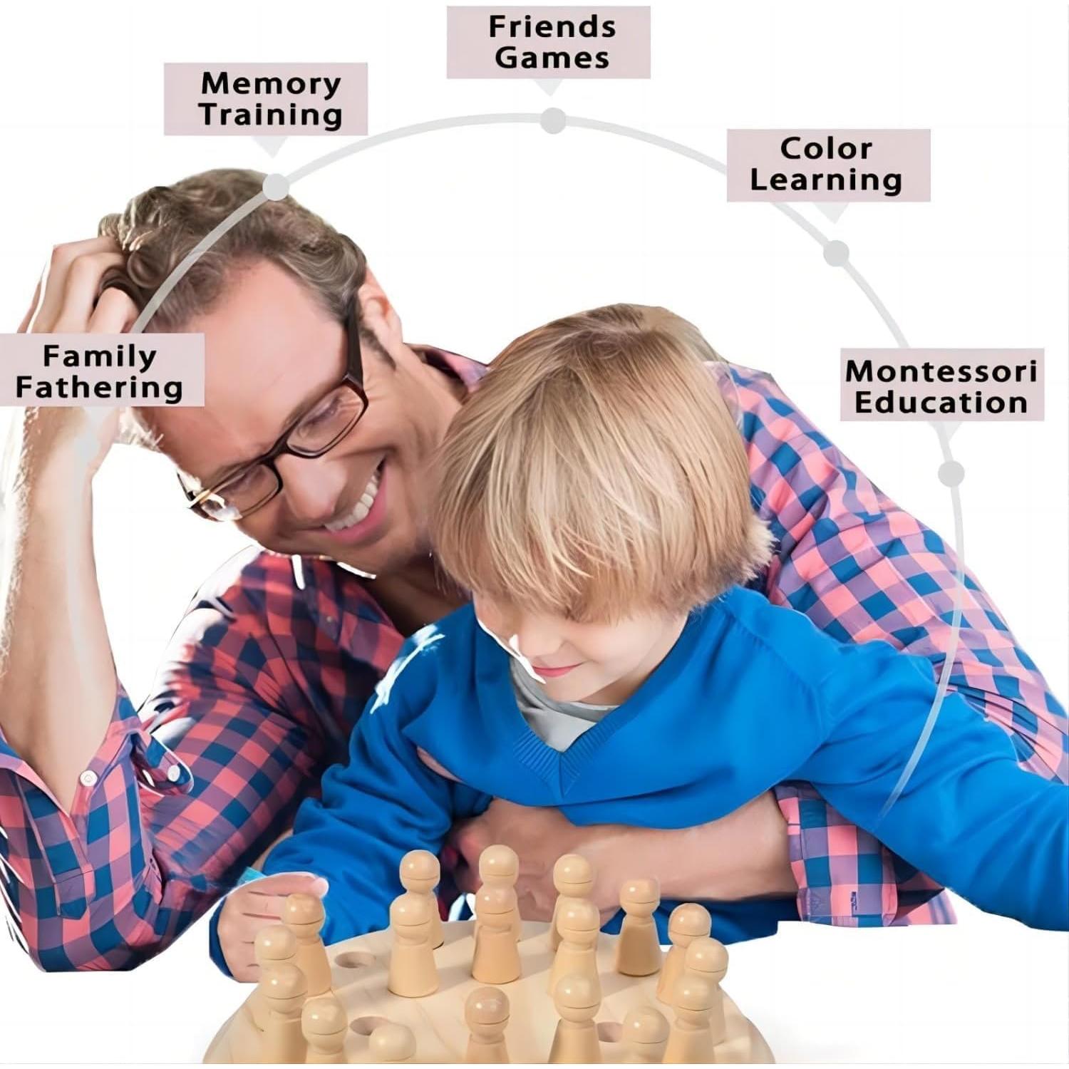 Juego de Ajedrez de Memoria de Madera QuizicalQubes 24 Piezas