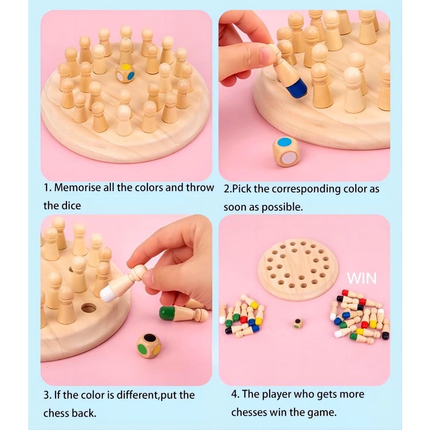 Juego de Ajedrez de Memoria de Madera QuizicalQubes 24 Piezas