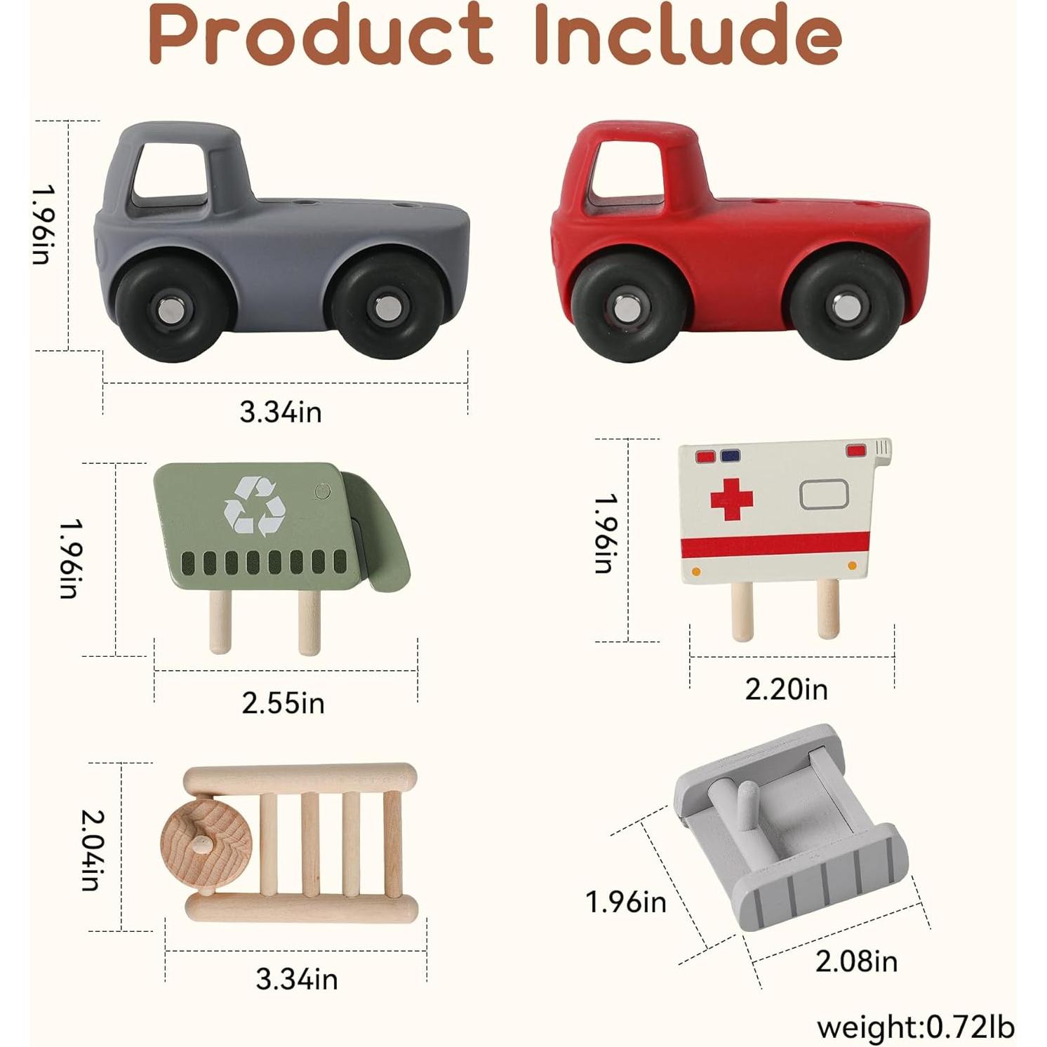 Juego de Juguetes de Vehículos de Madera 6 PCS - WOODEN TEETHER