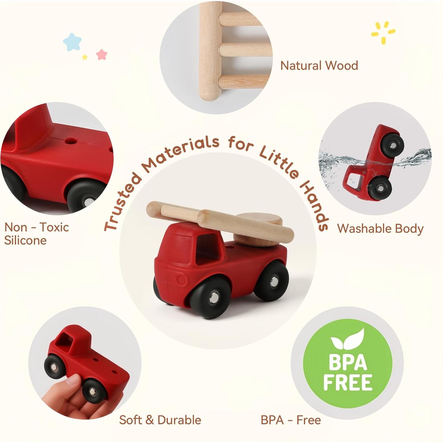 Juego de Juguetes de Vehículos de Madera 6 PCS - WOODEN TEETHER