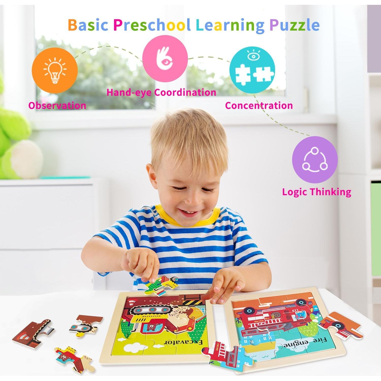 Rompecabezas de Madera OSBOO para Niños 2 a 4 Años - 8 Vehículos