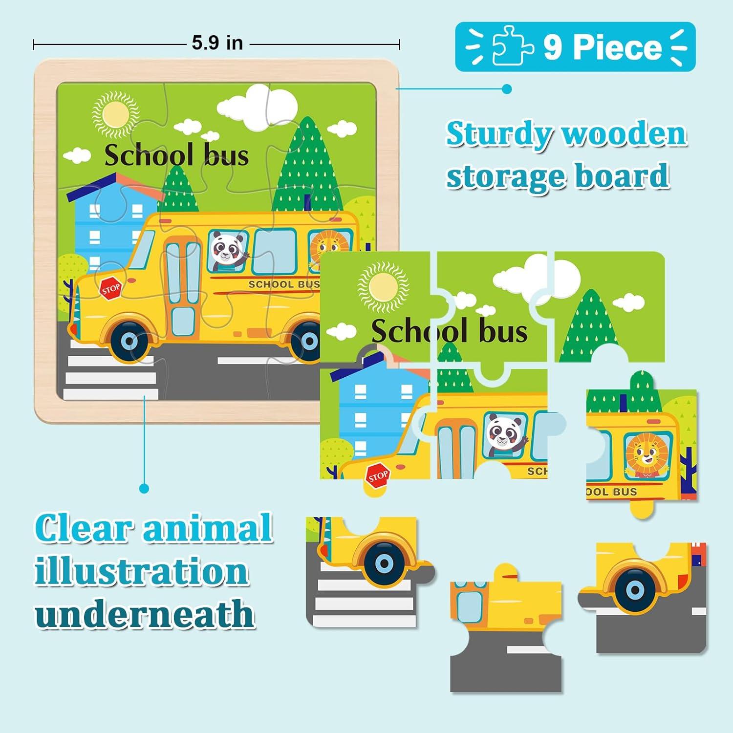 Rompecabezas de Madera OSBOO para Niños 2 a 4 Años - 8 Vehículos