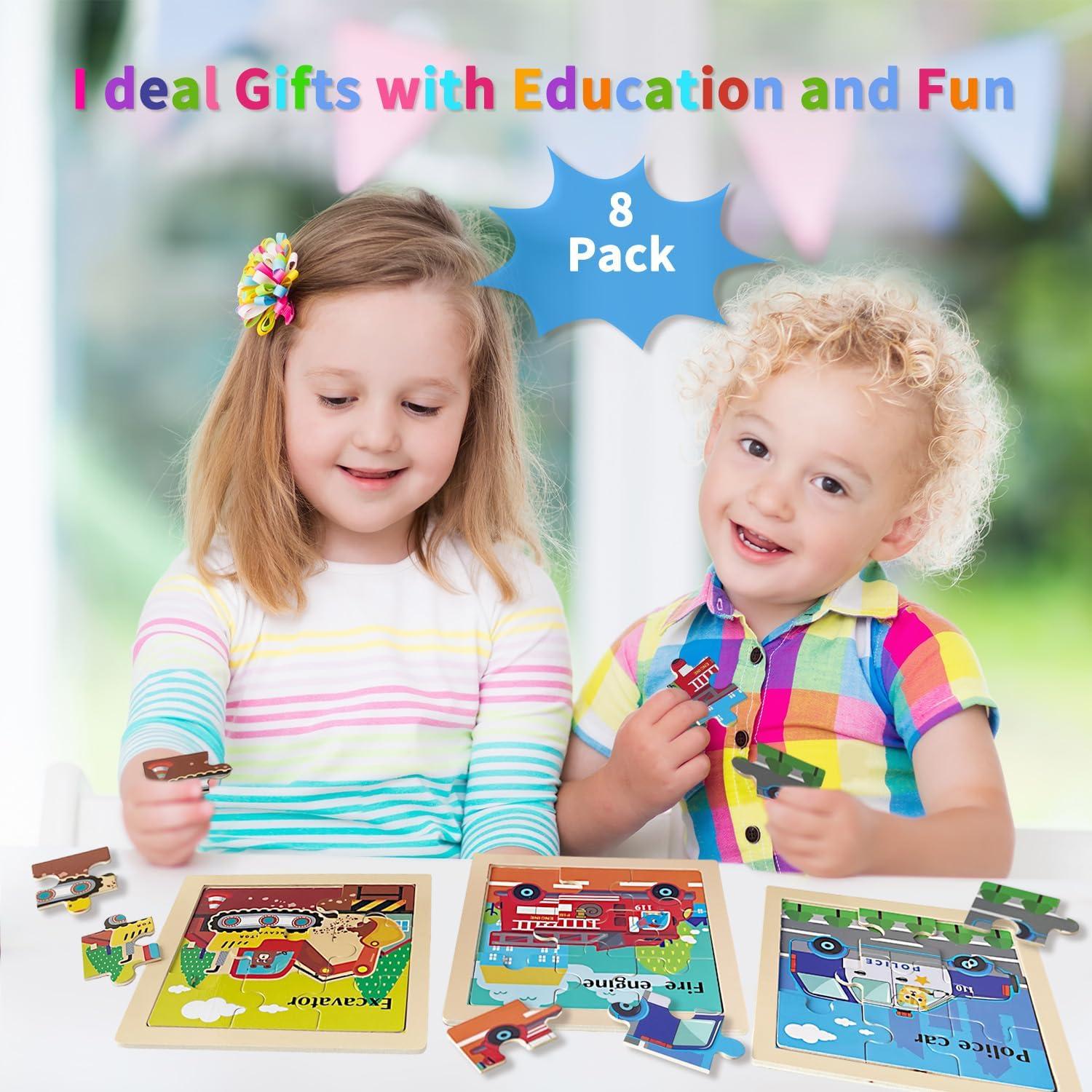 Rompecabezas de Madera OSBOO para Niños 2 a 4 Años - 8 Vehículos