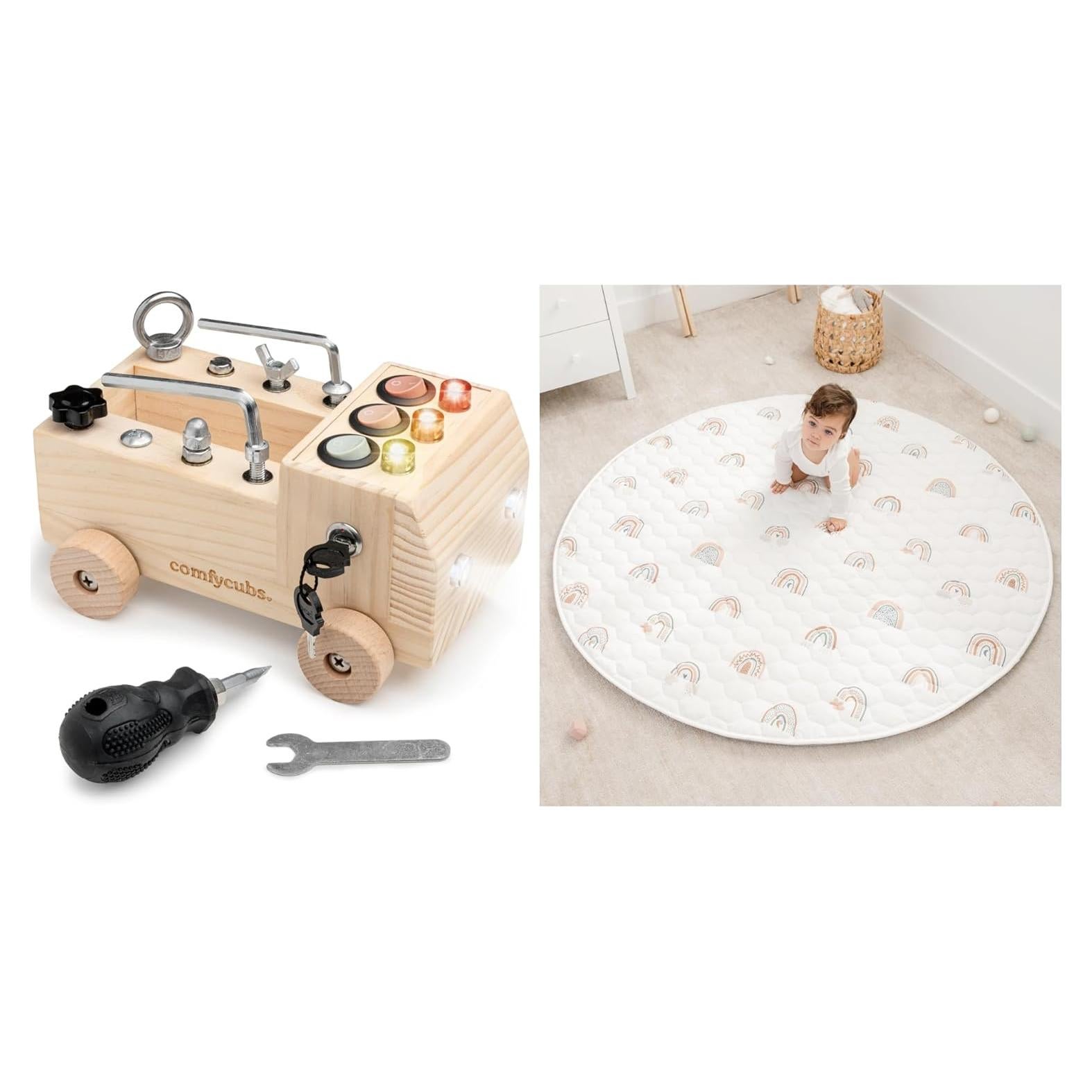 Conjunto de Camión de Juguete y Alfombra Redonda Comfy Cubs