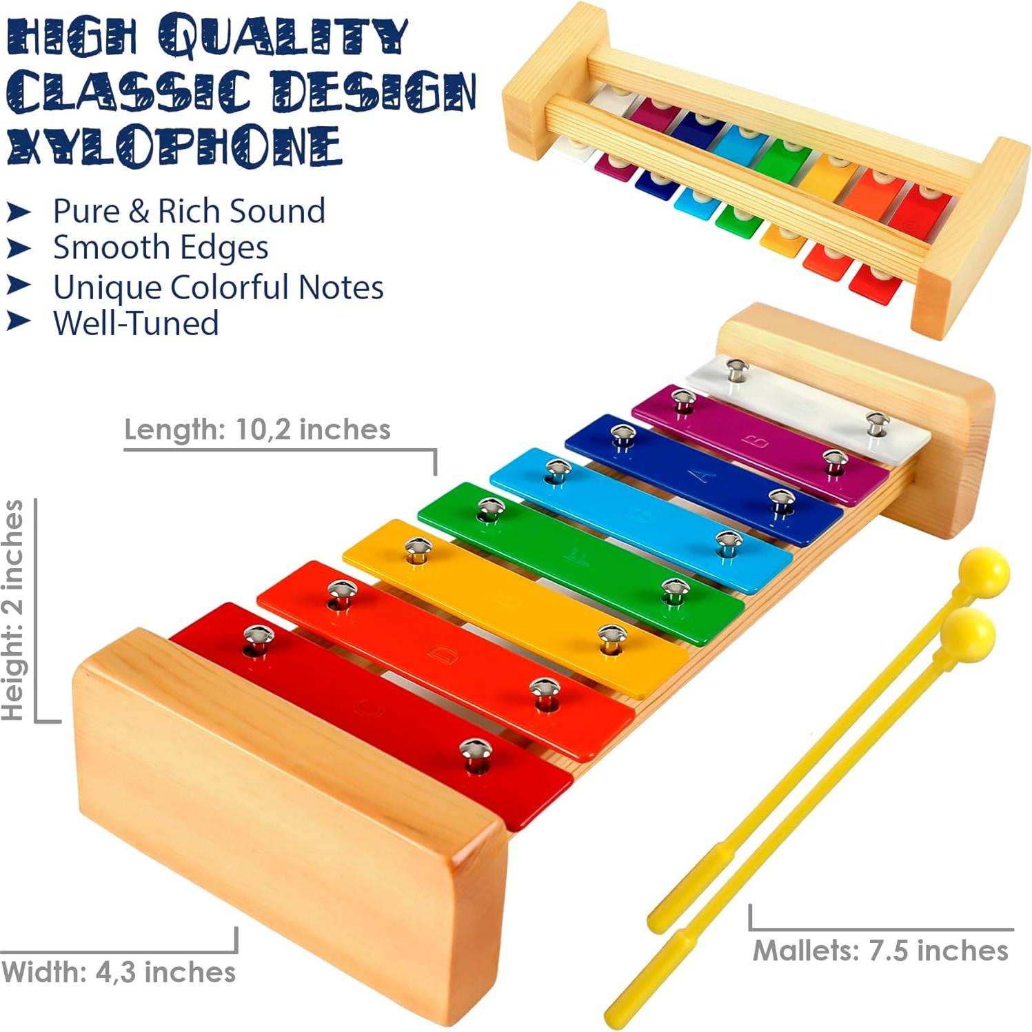 Xilófono de Madera MiniArtis para Niños 1-3 Años con 15 Canciones