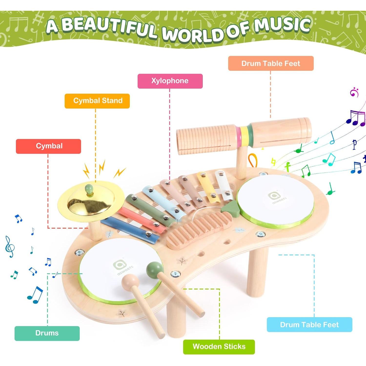 Set de Batería Montessori Asweets para Niños 7 en 1 Luna